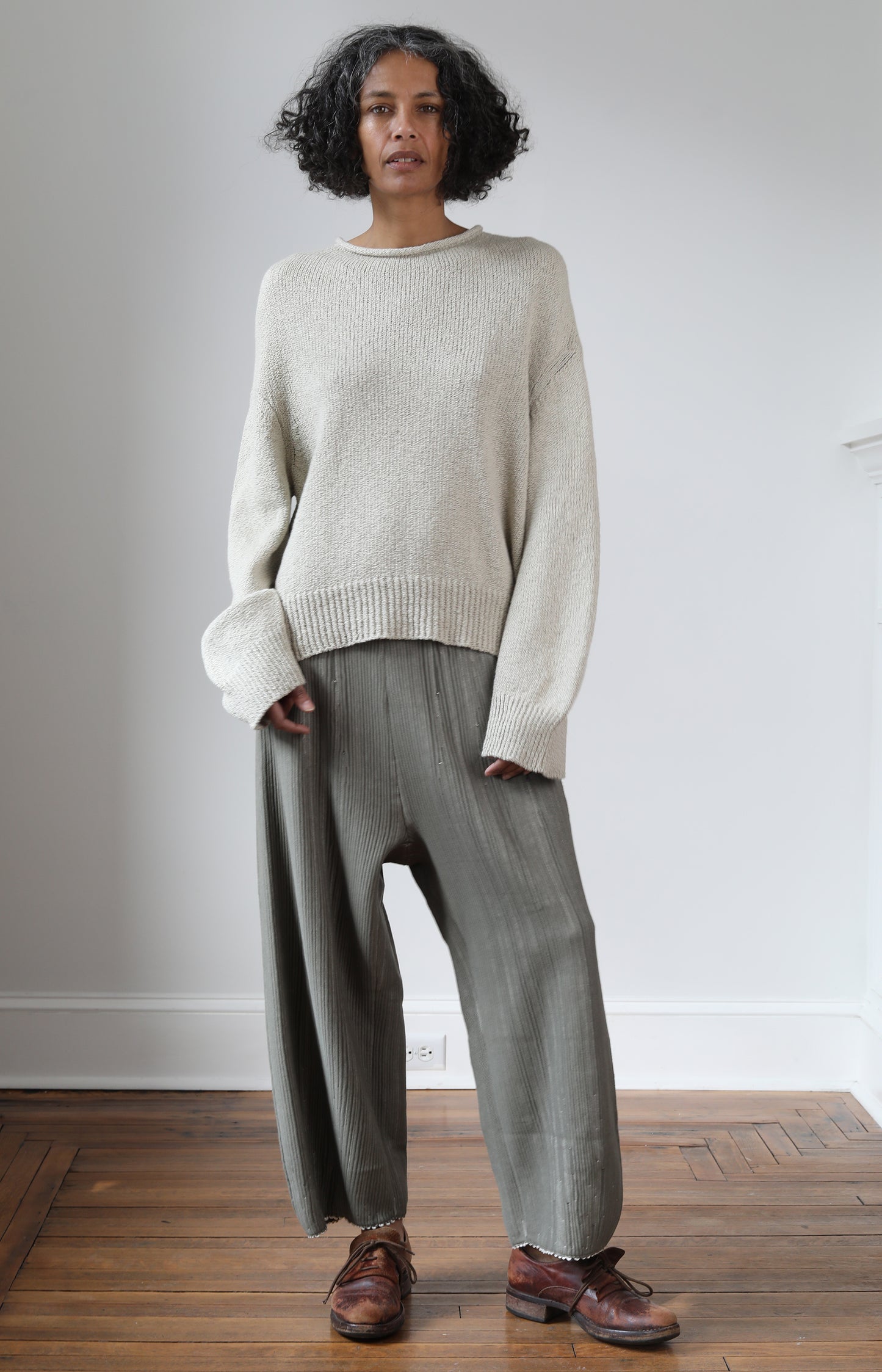 Sage Cotton Line Trousers