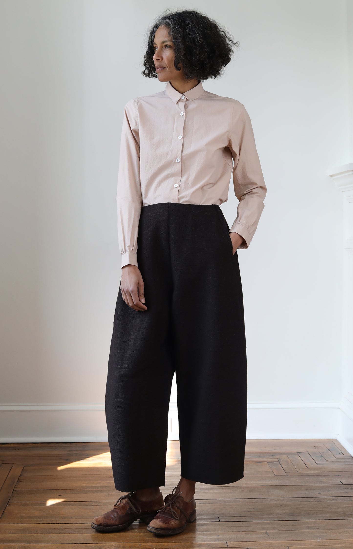 Coffee Cotton Smooth Sheet Trousers