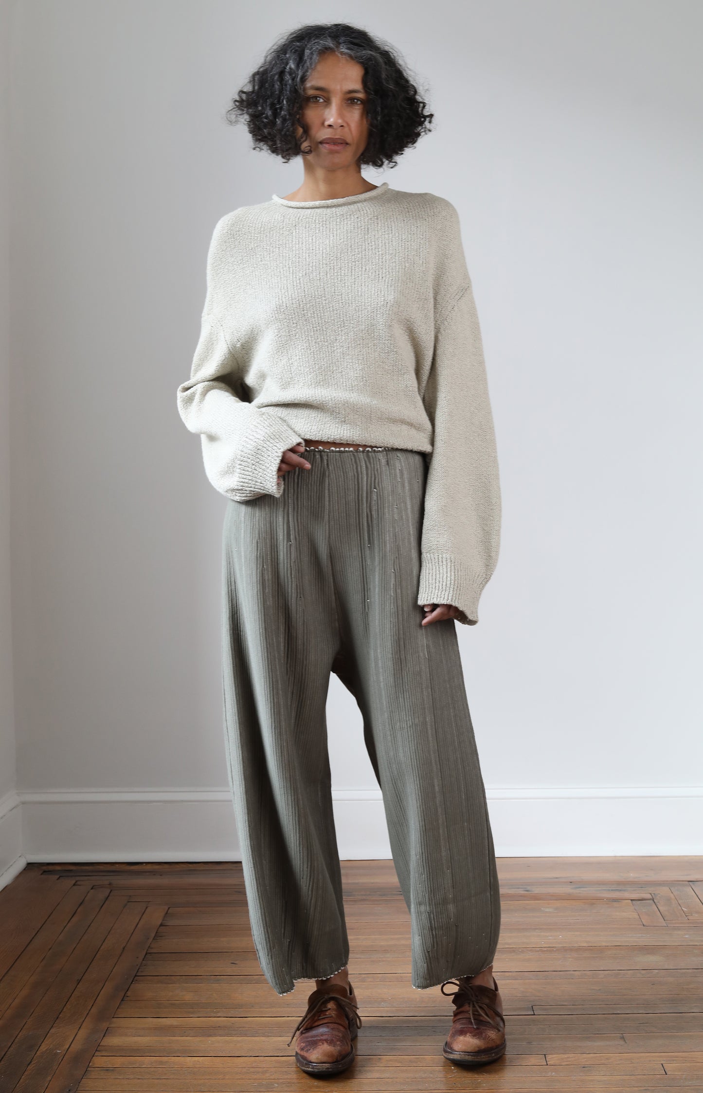 Sage Cotton Line Trousers