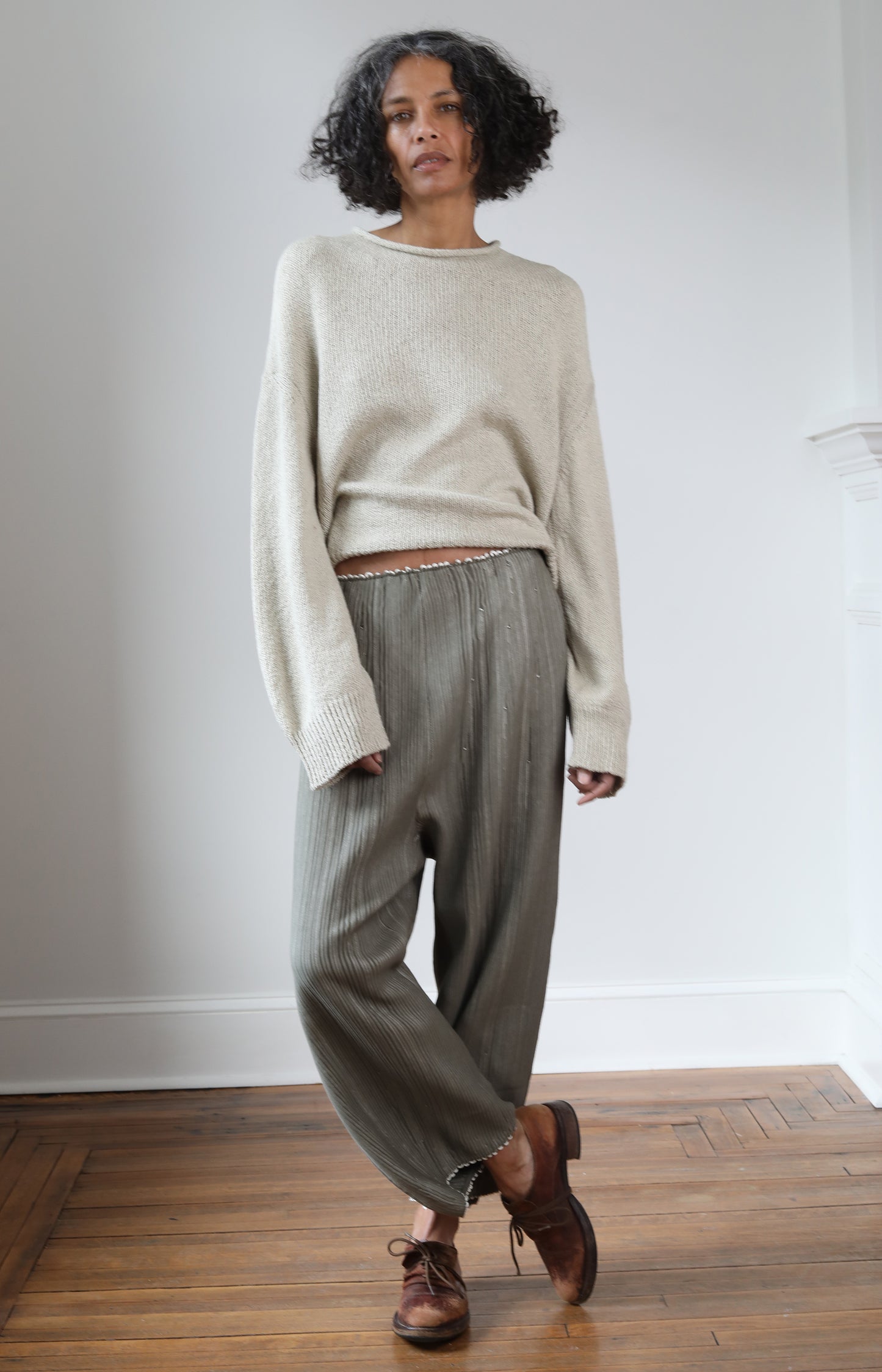 Sage Cotton Line Trousers