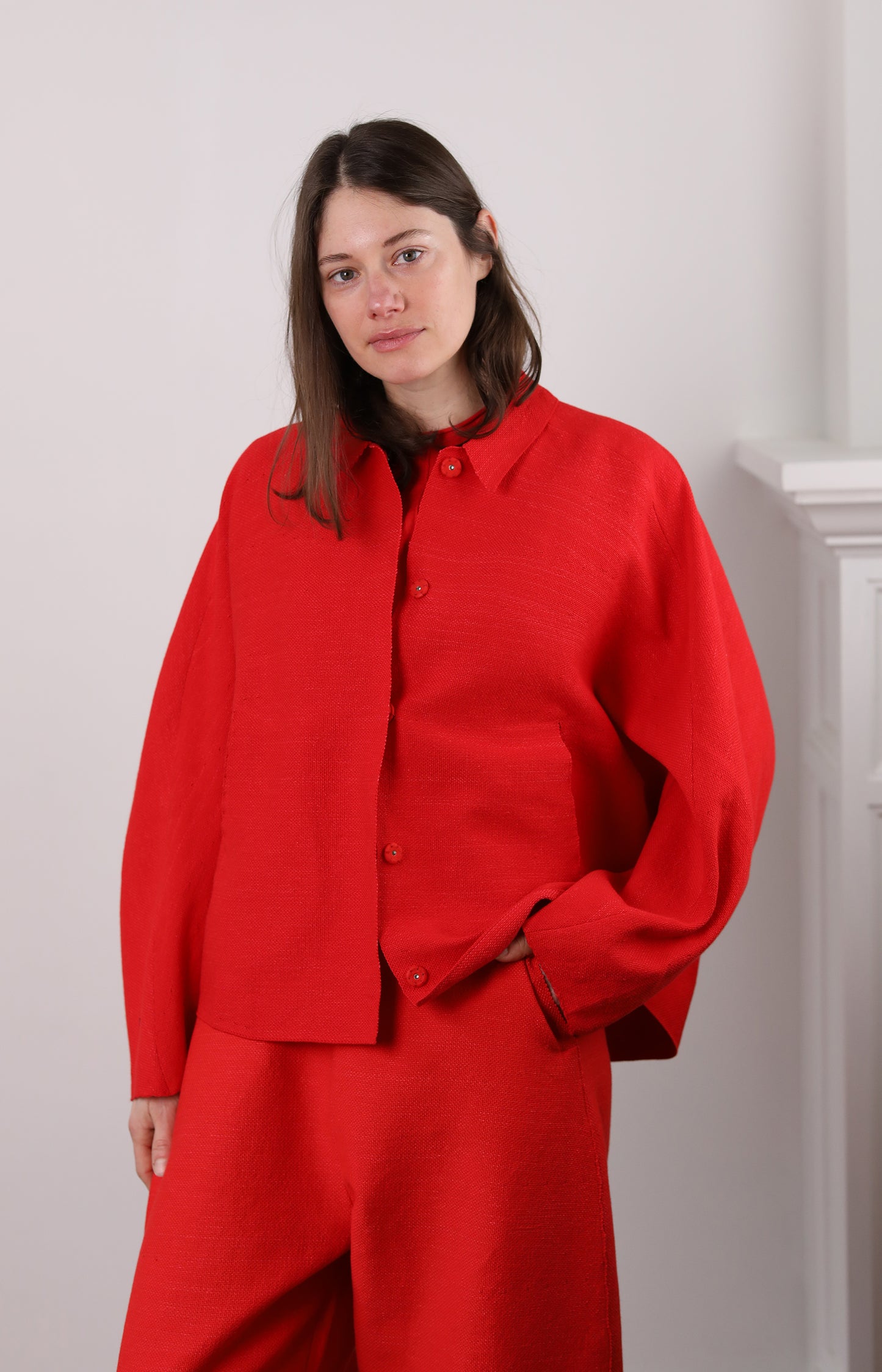 Red Choosing Shirt Jacket