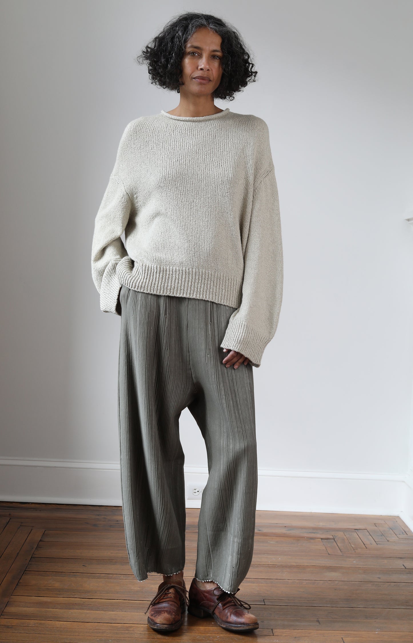 Sage Cotton Line Trousers