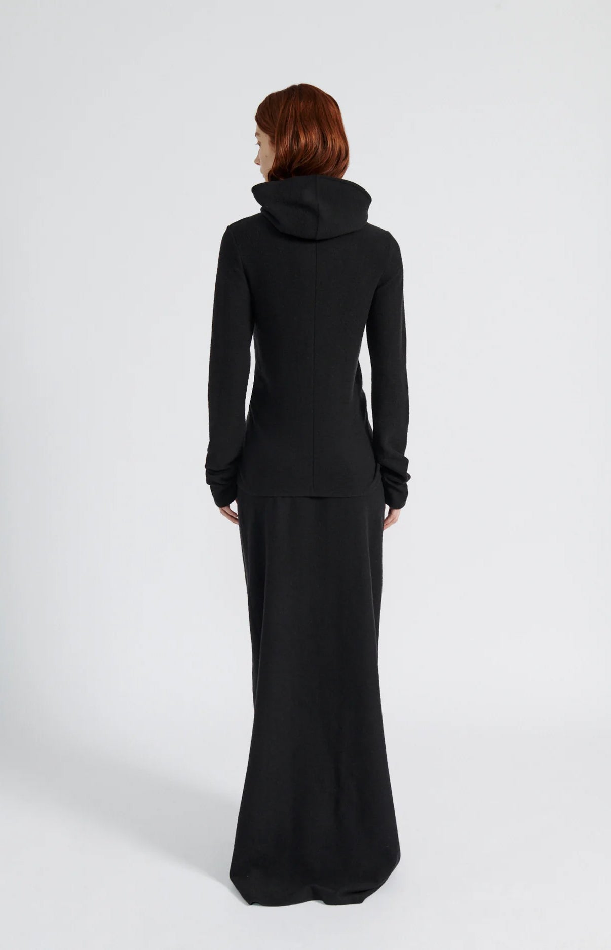 Black Drawstring Wool Skirt