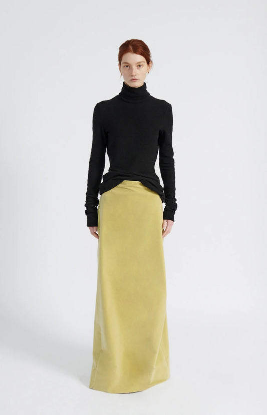 Celery High Slit Draped Skirt