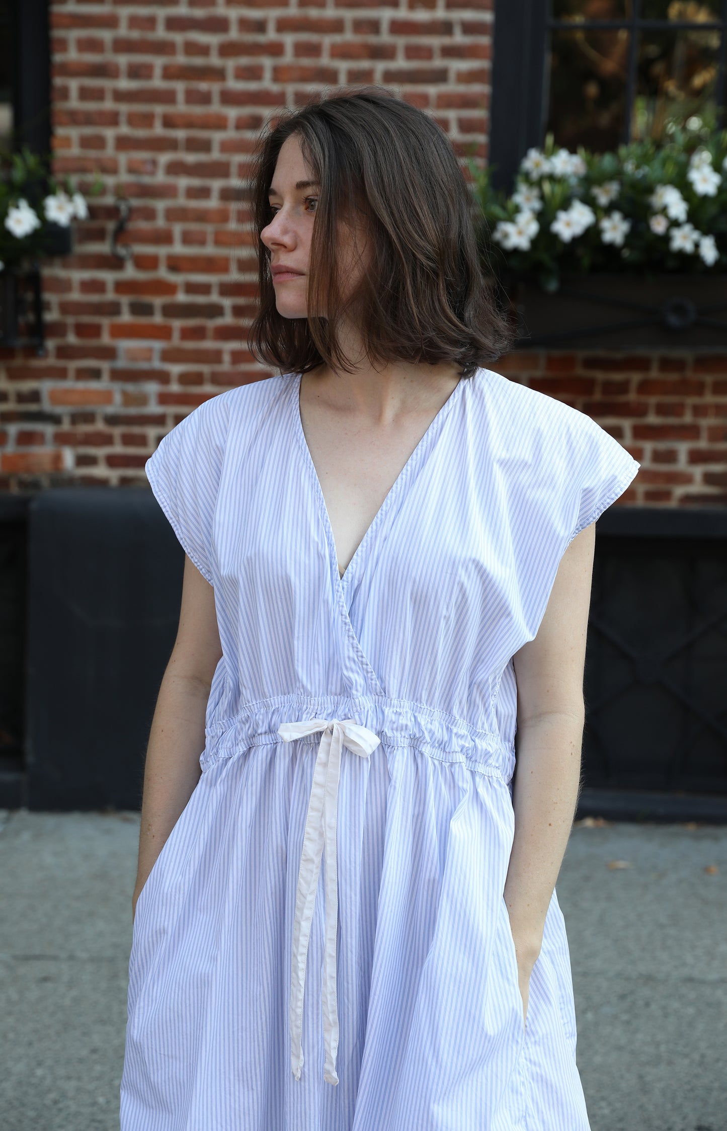 Pale Blue Stripe Cotton K Dress