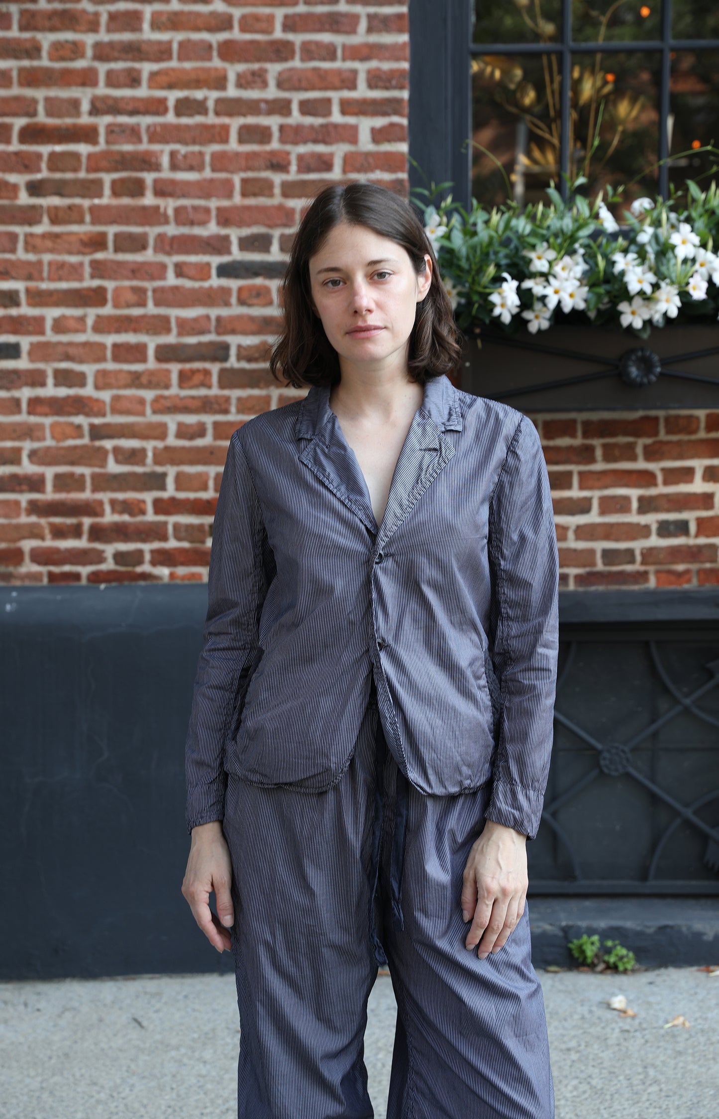 Grey Stripe Cotton Regent Jacket