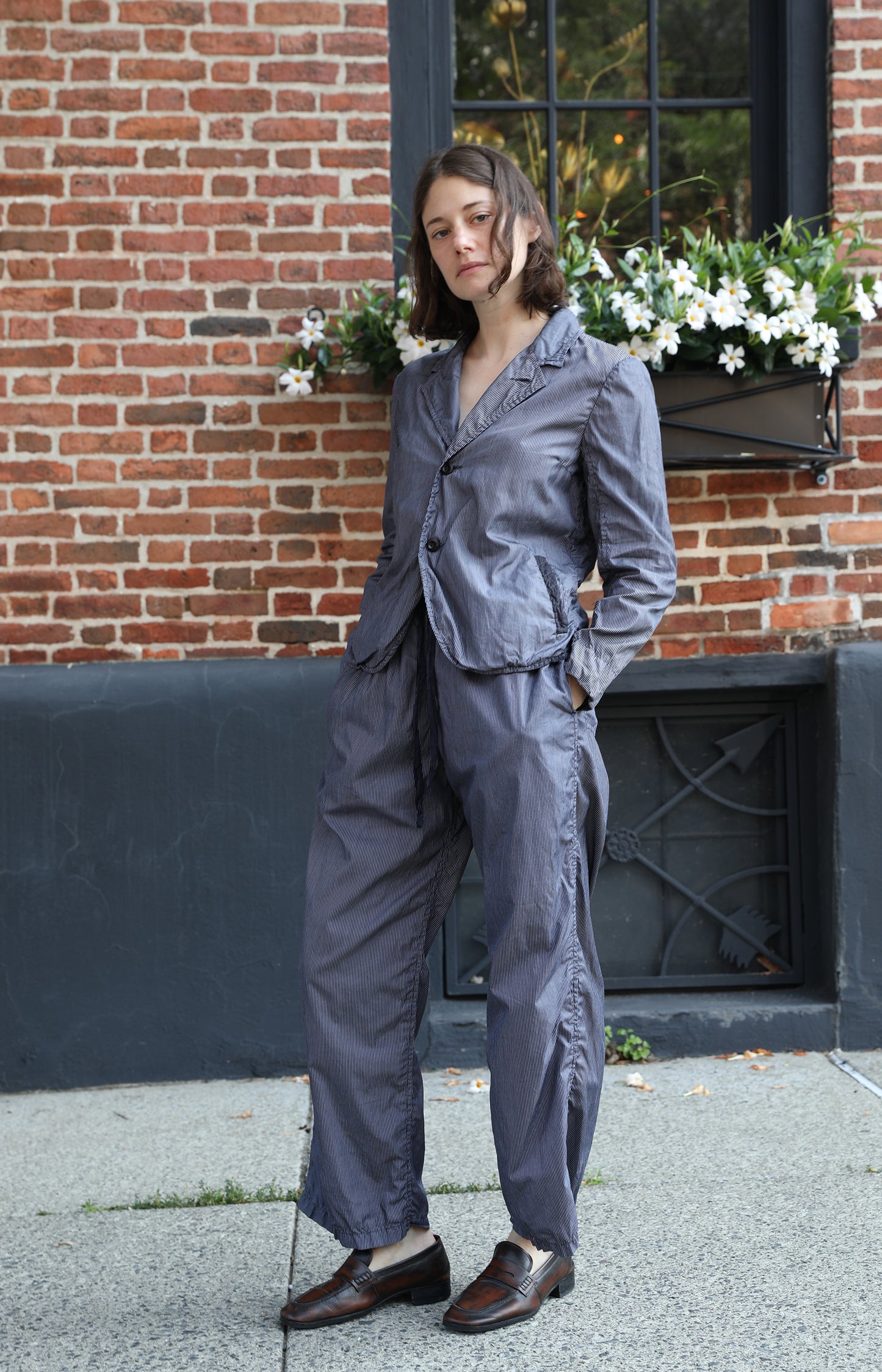 Grey Stripe Cotton Regent Jacket