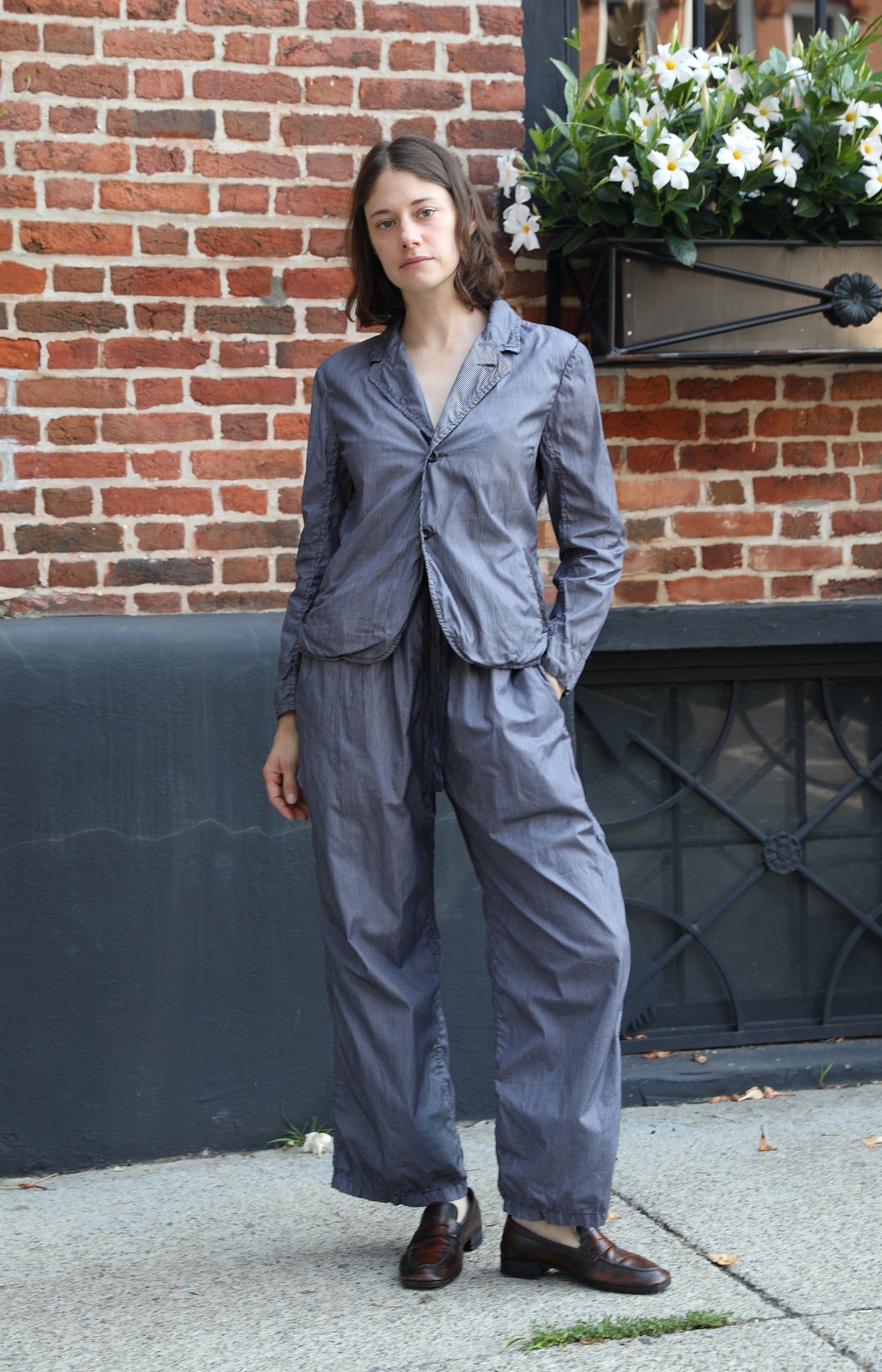 Grey Stripe Cotton Regent Jacket