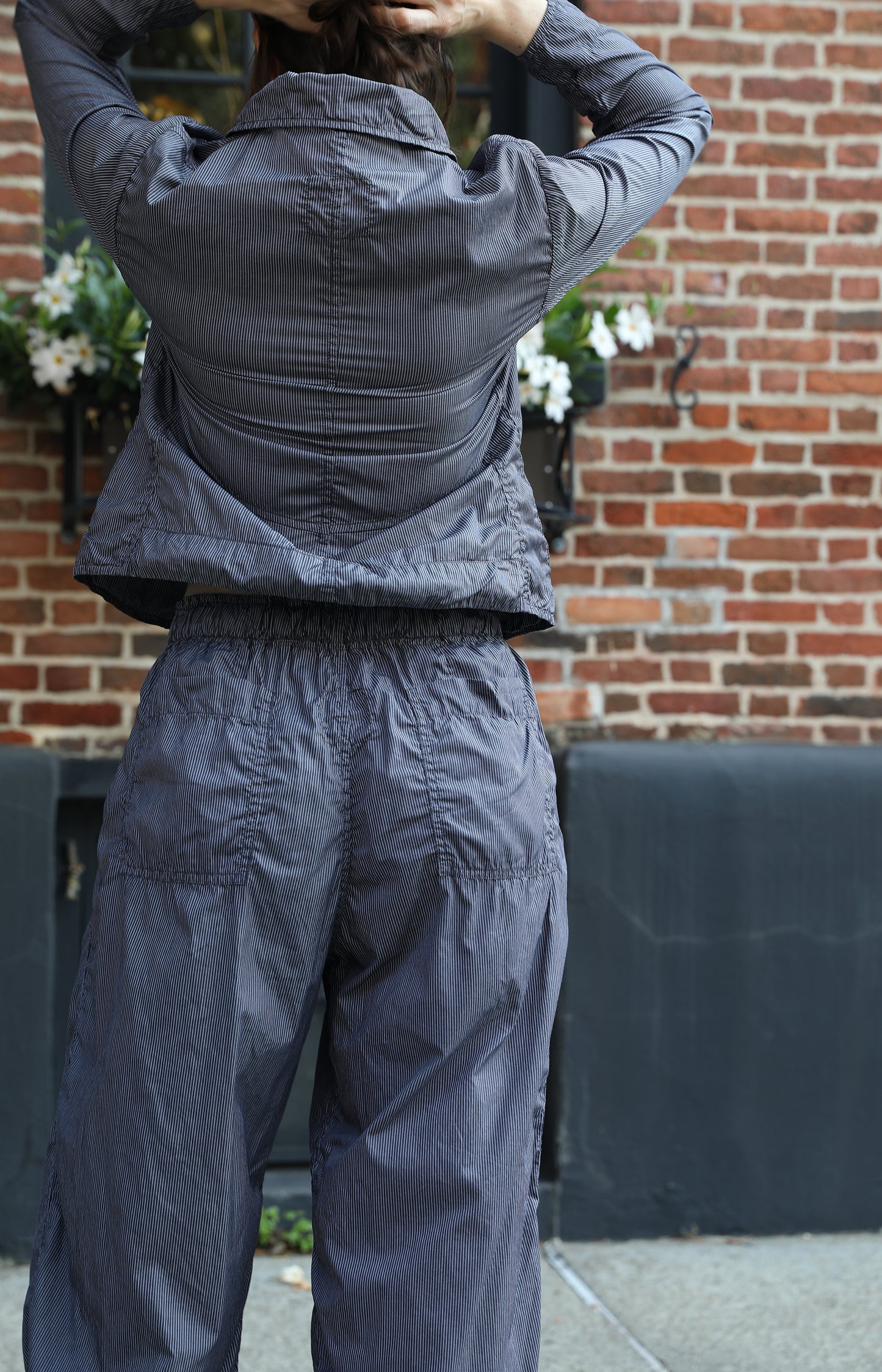 Grey Stripe Cotton Coulisse Pants