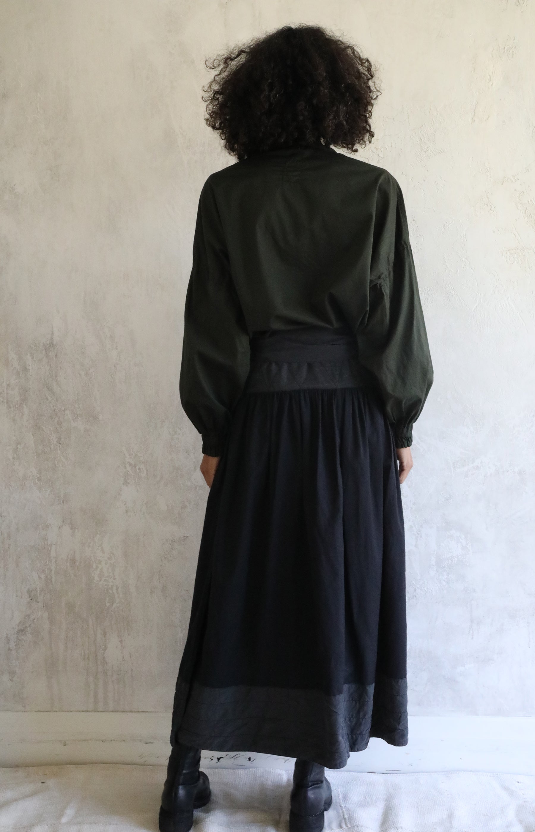 Black Wool Oka Skirt