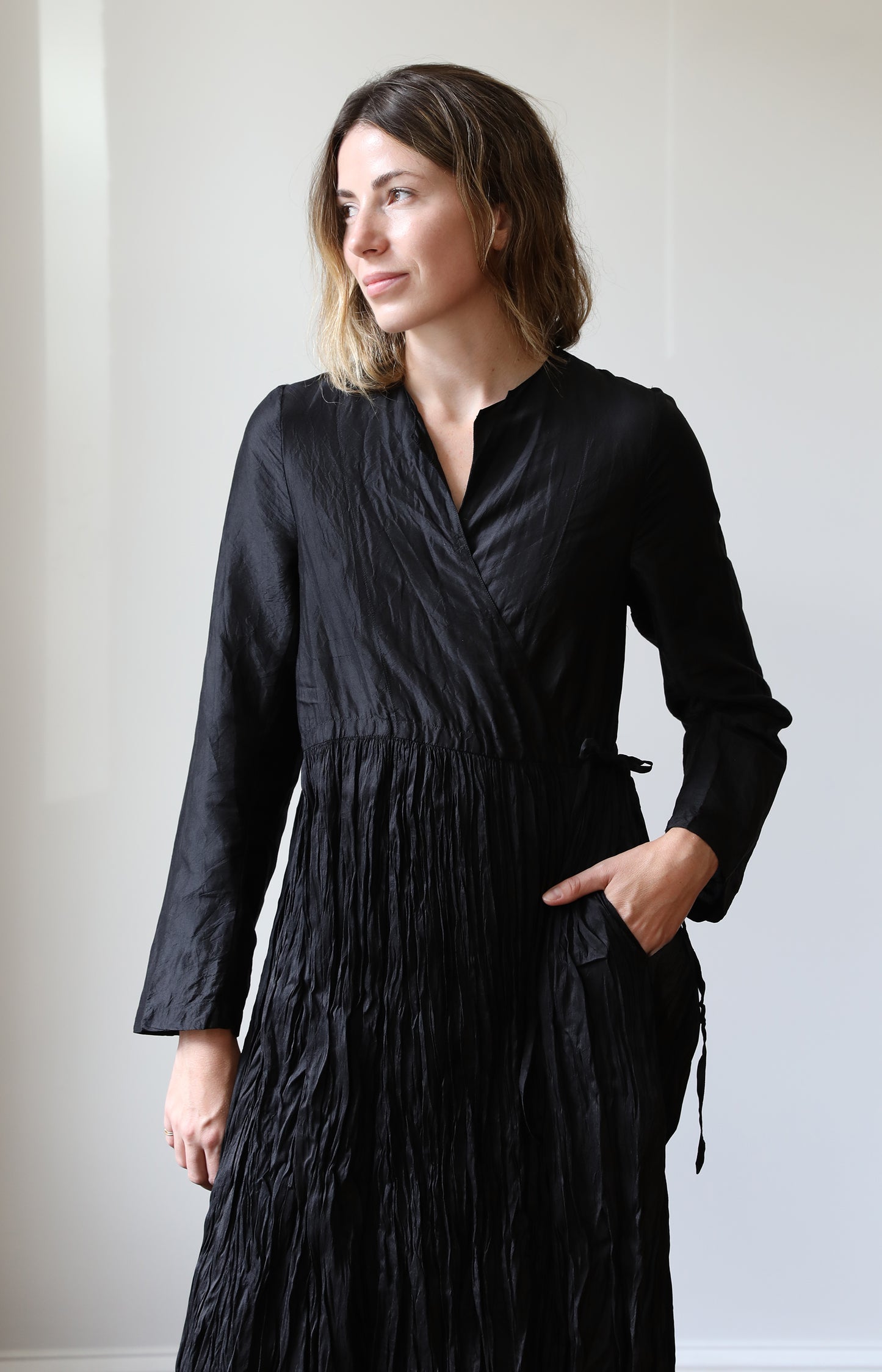 Black Silk Wrap Dress