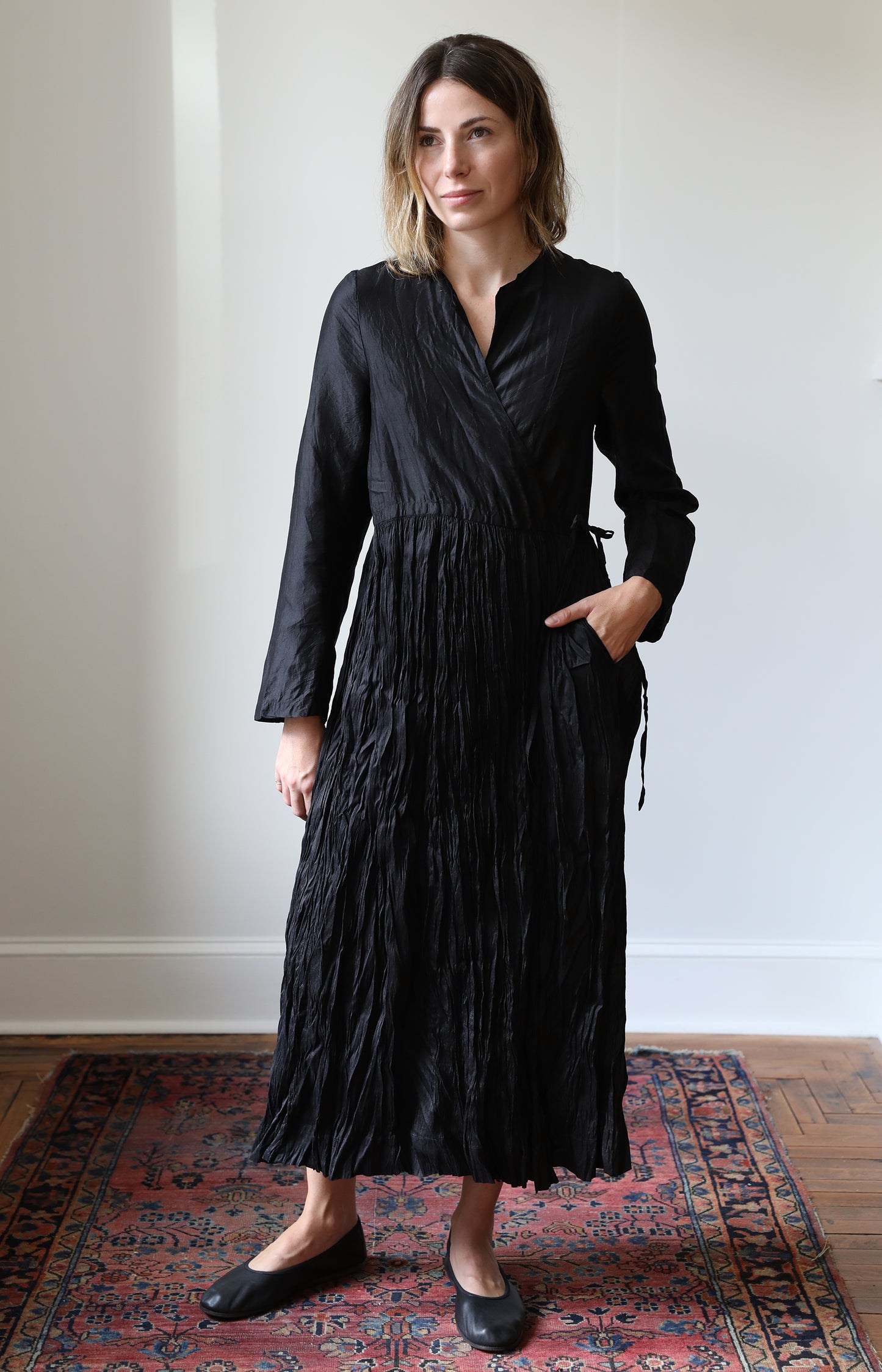 Black Silk Wrap Dress