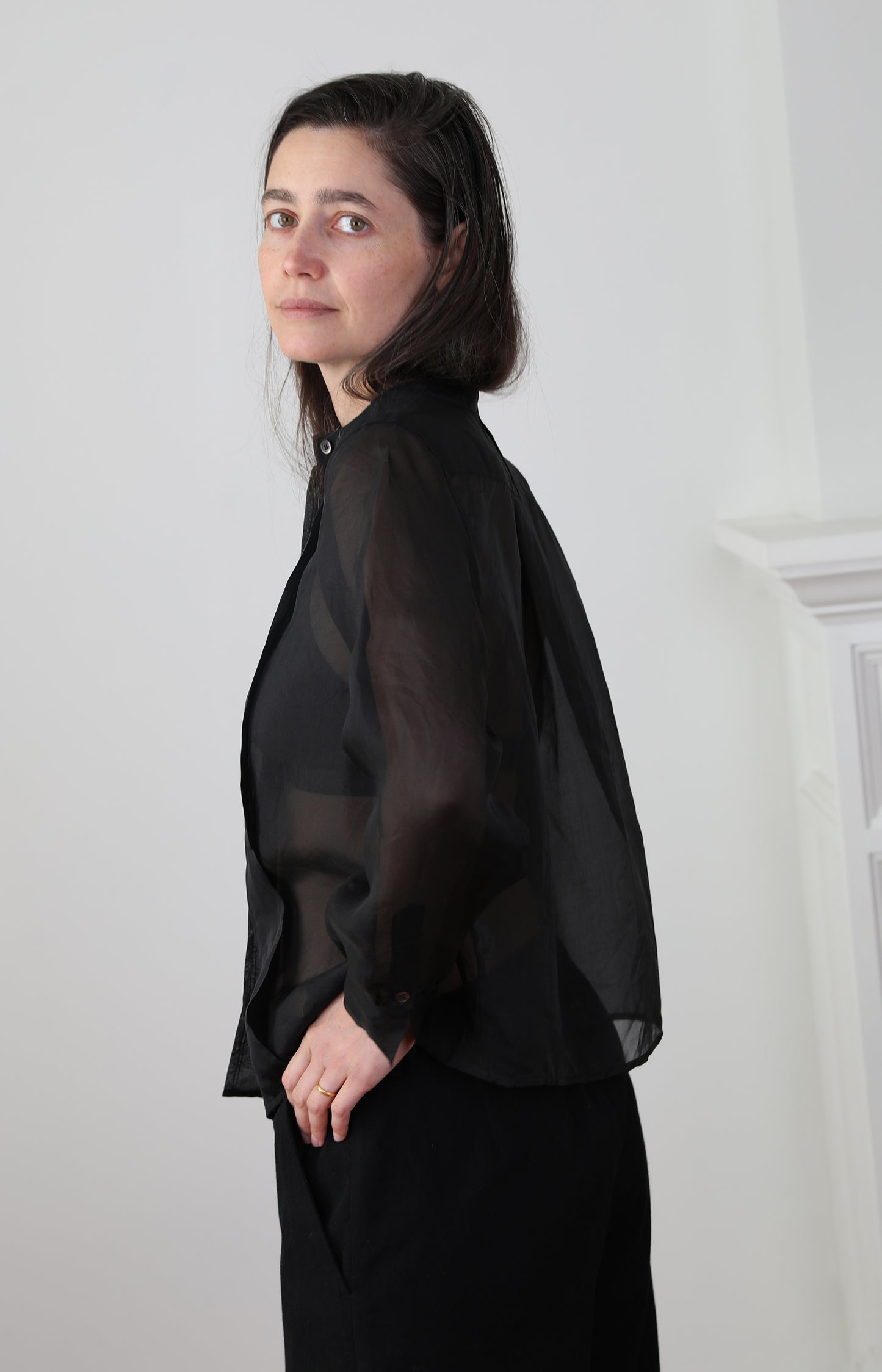 Black Silk Organdy Shirt
