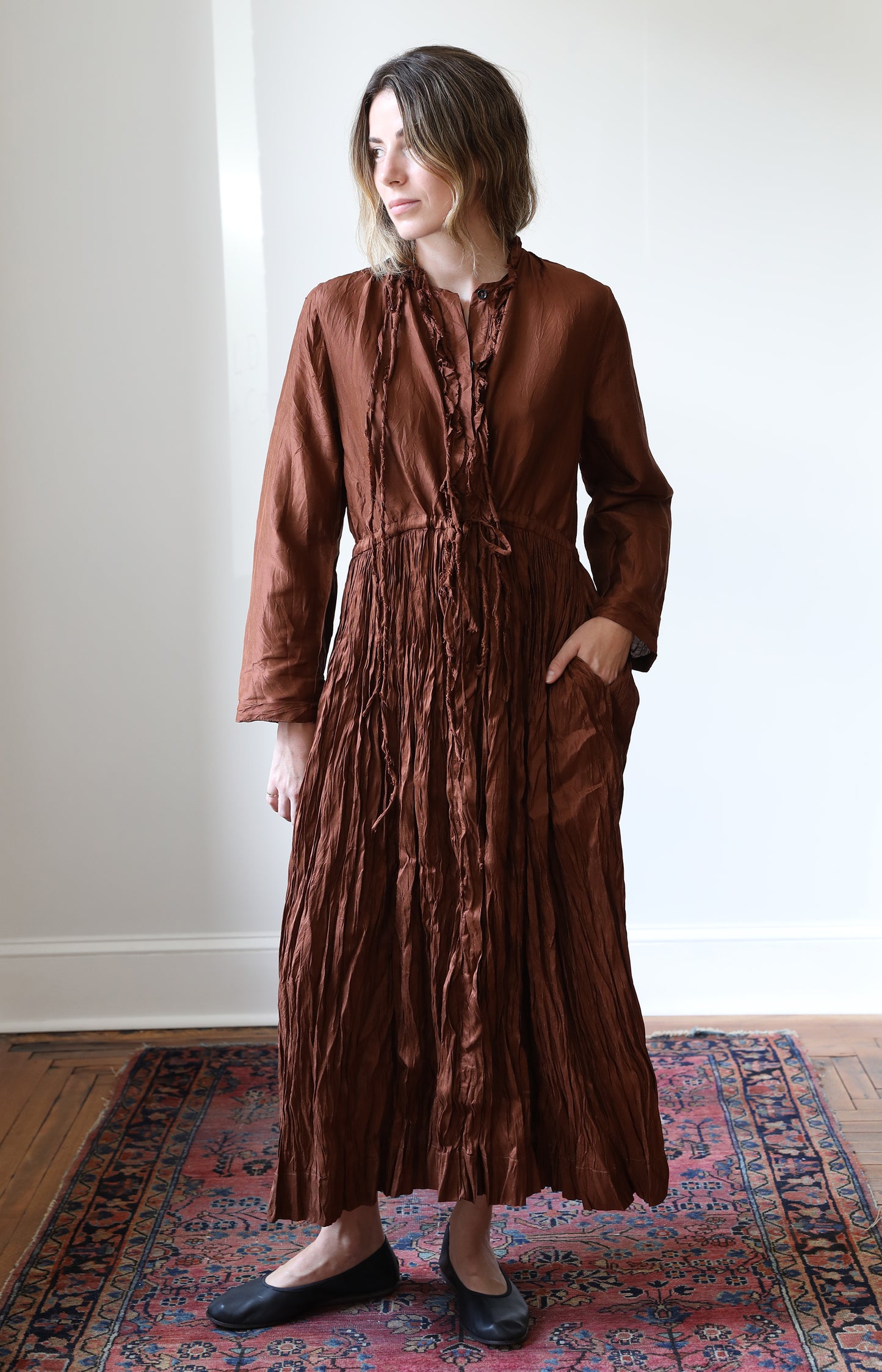 Terracotta Silk Dress