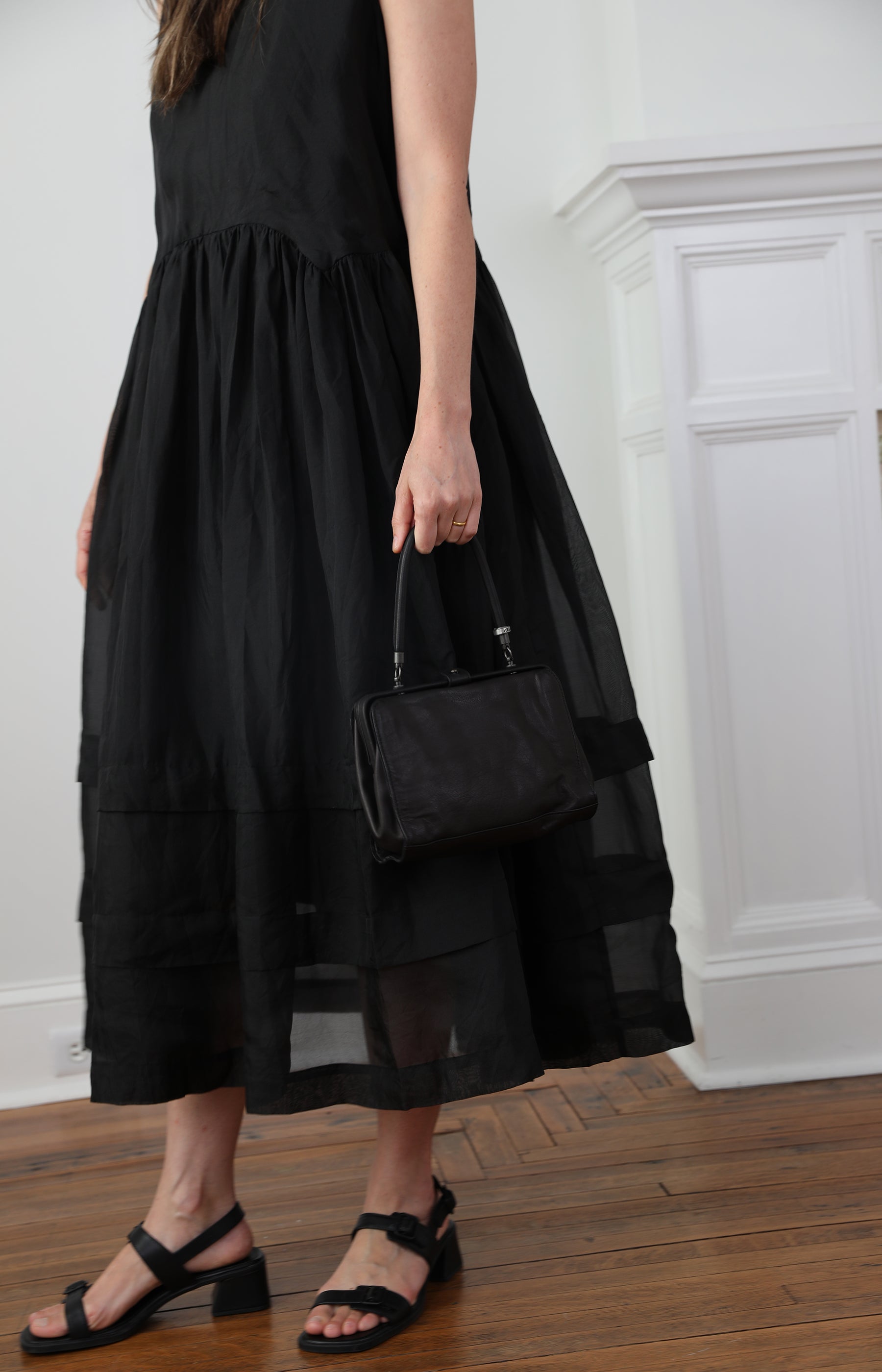 Black Leather Small Frame Bag