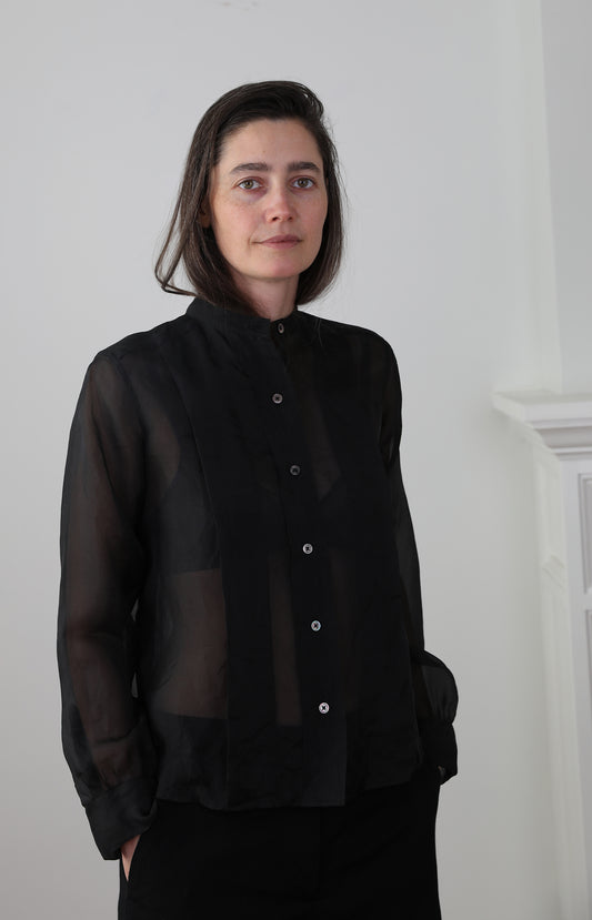 Black Silk Organdy Shirt