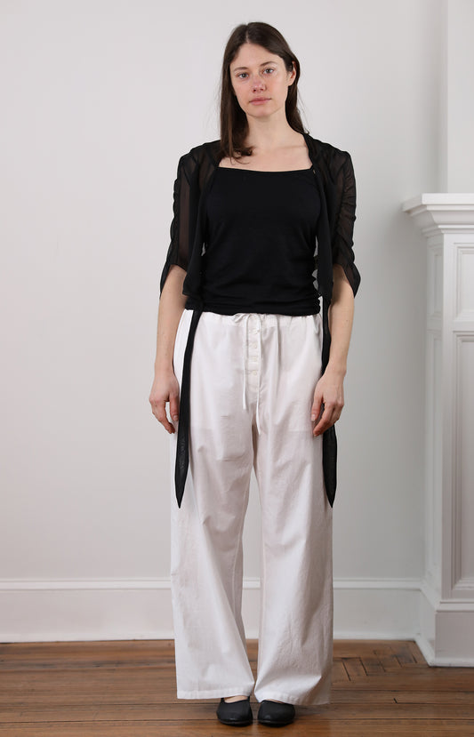 White Cotton Drawstring Pants