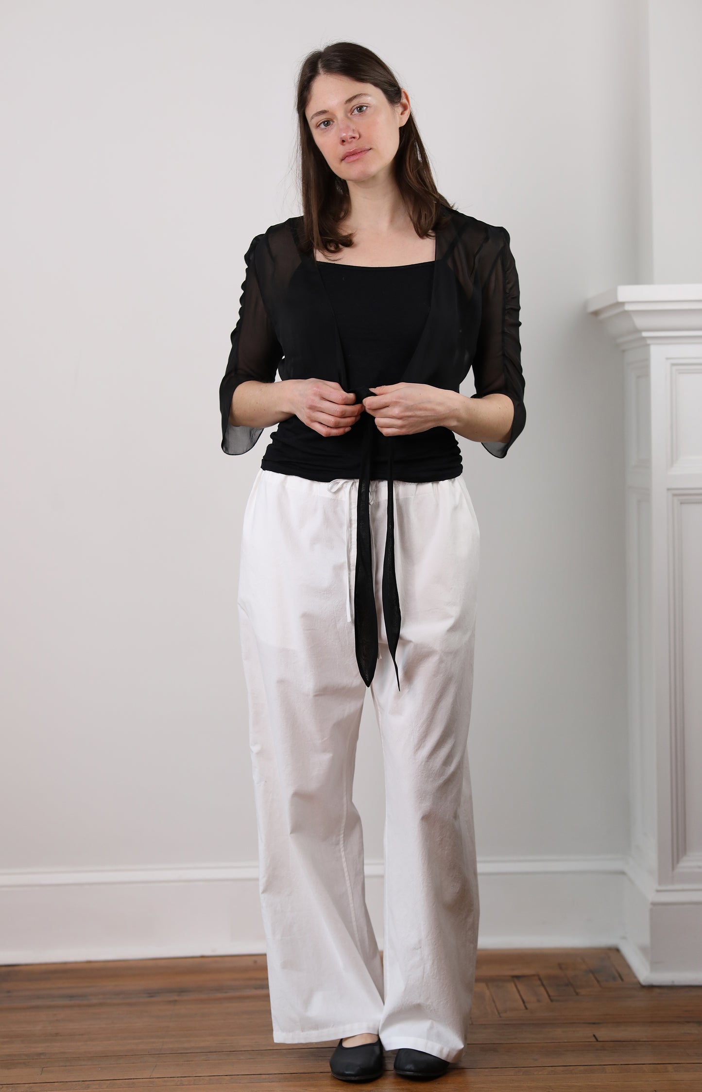 White Cotton Drawstring Pants