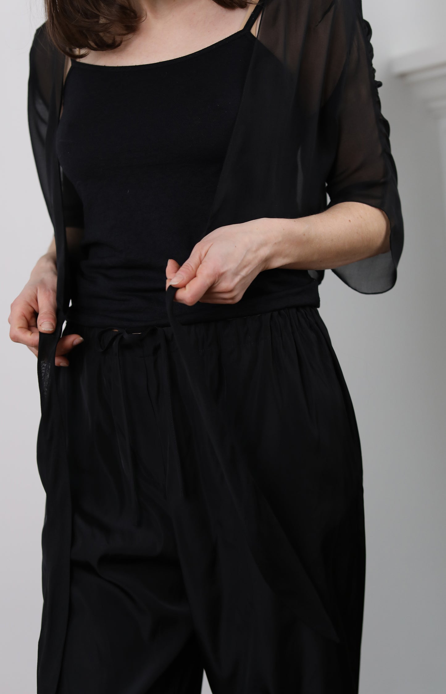 Black Drawstring Slip Pants