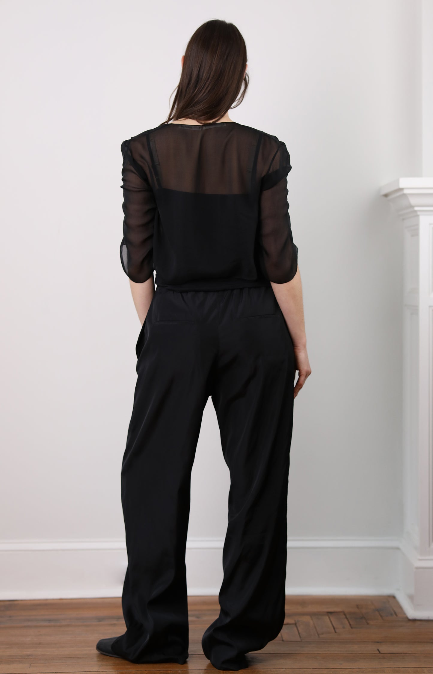 Black Drawstring Slip Pants