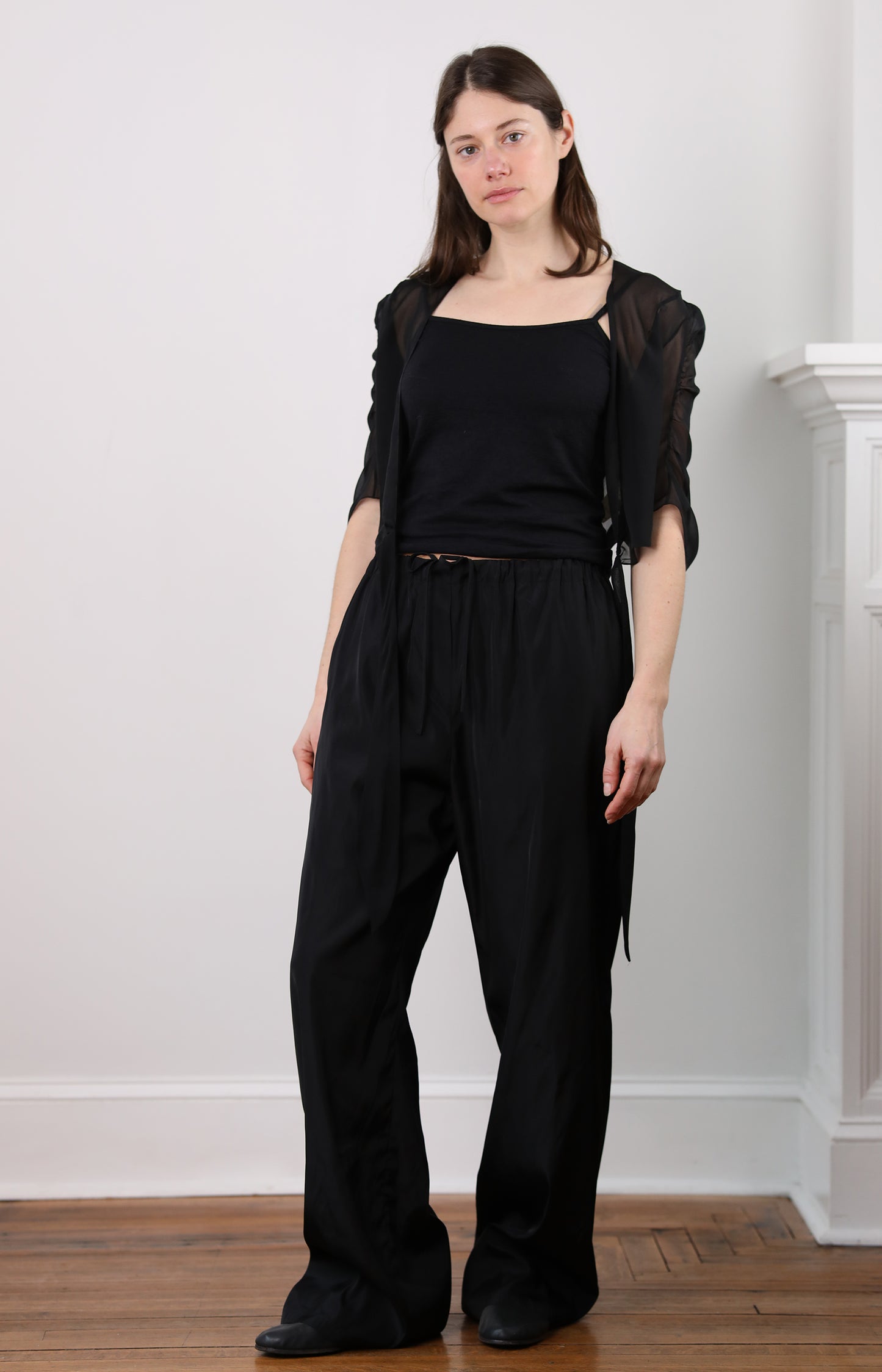 Black Drawstring Slip Pants