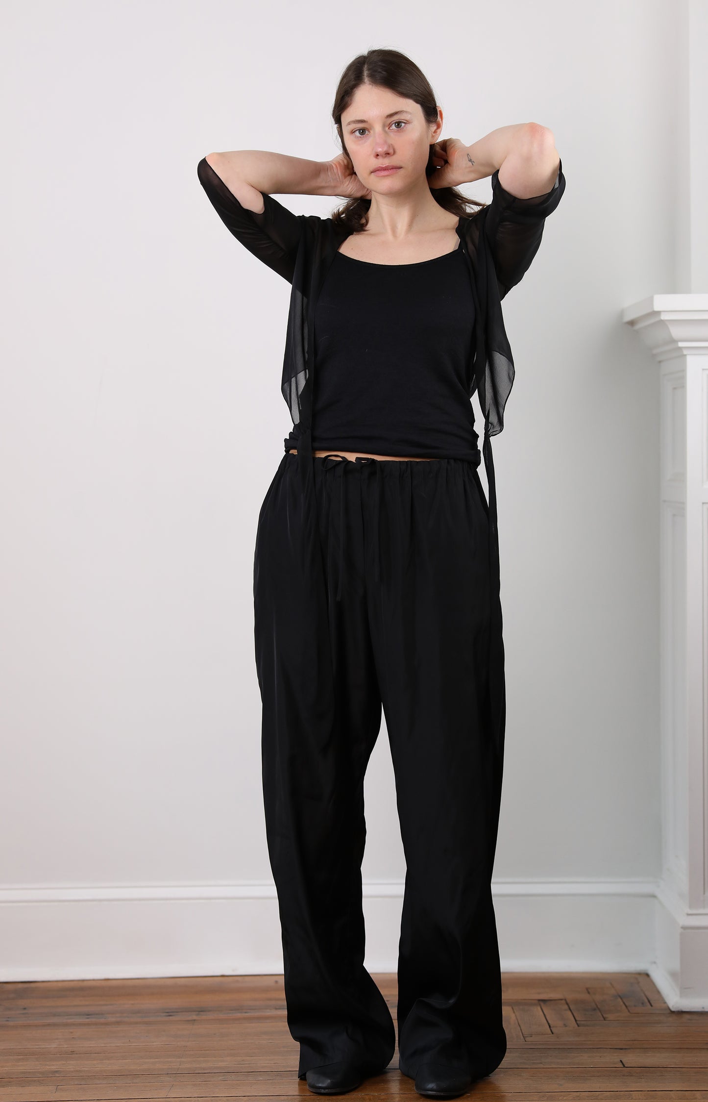 Black Drawstring Slip Pants