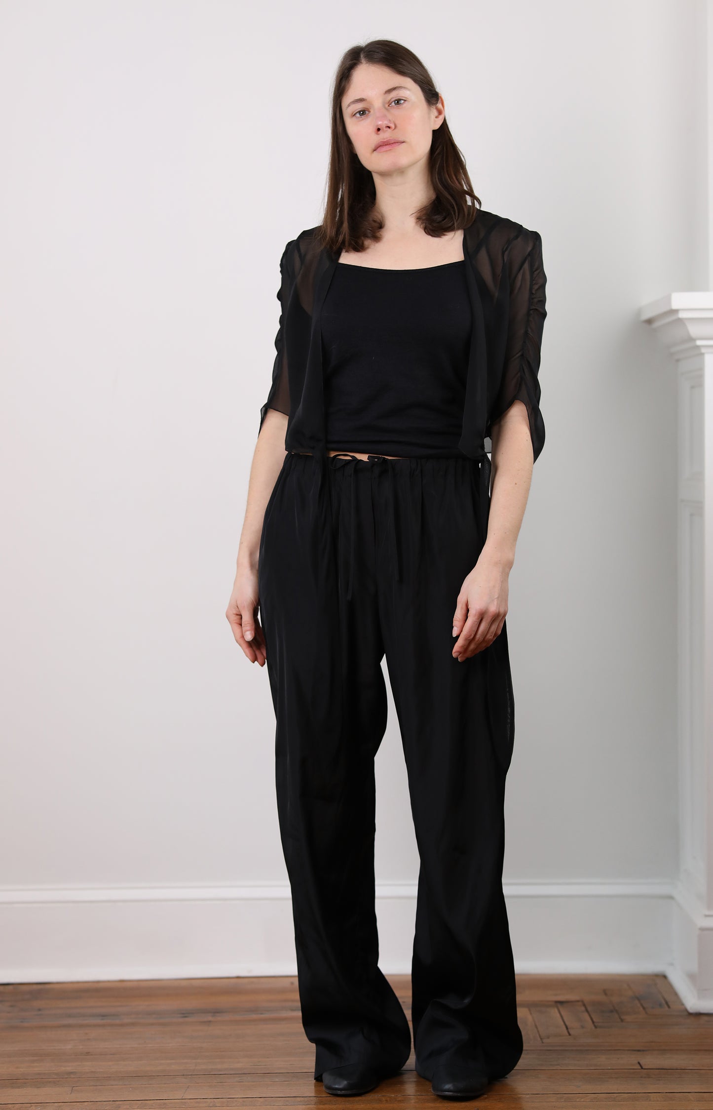 Black Drawstring Slip Pants