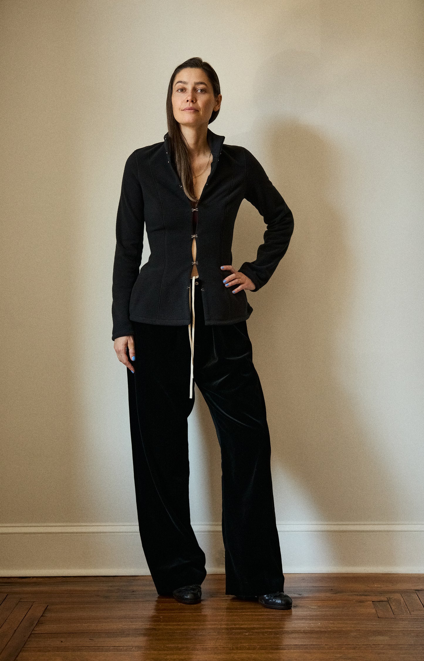 Black Velvet Drawstring Pant