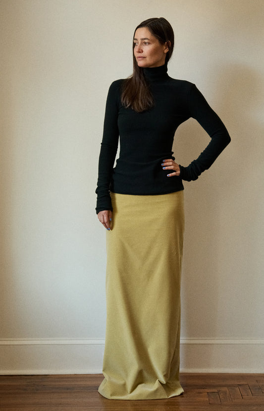 Celery High Slit Draped Skirt