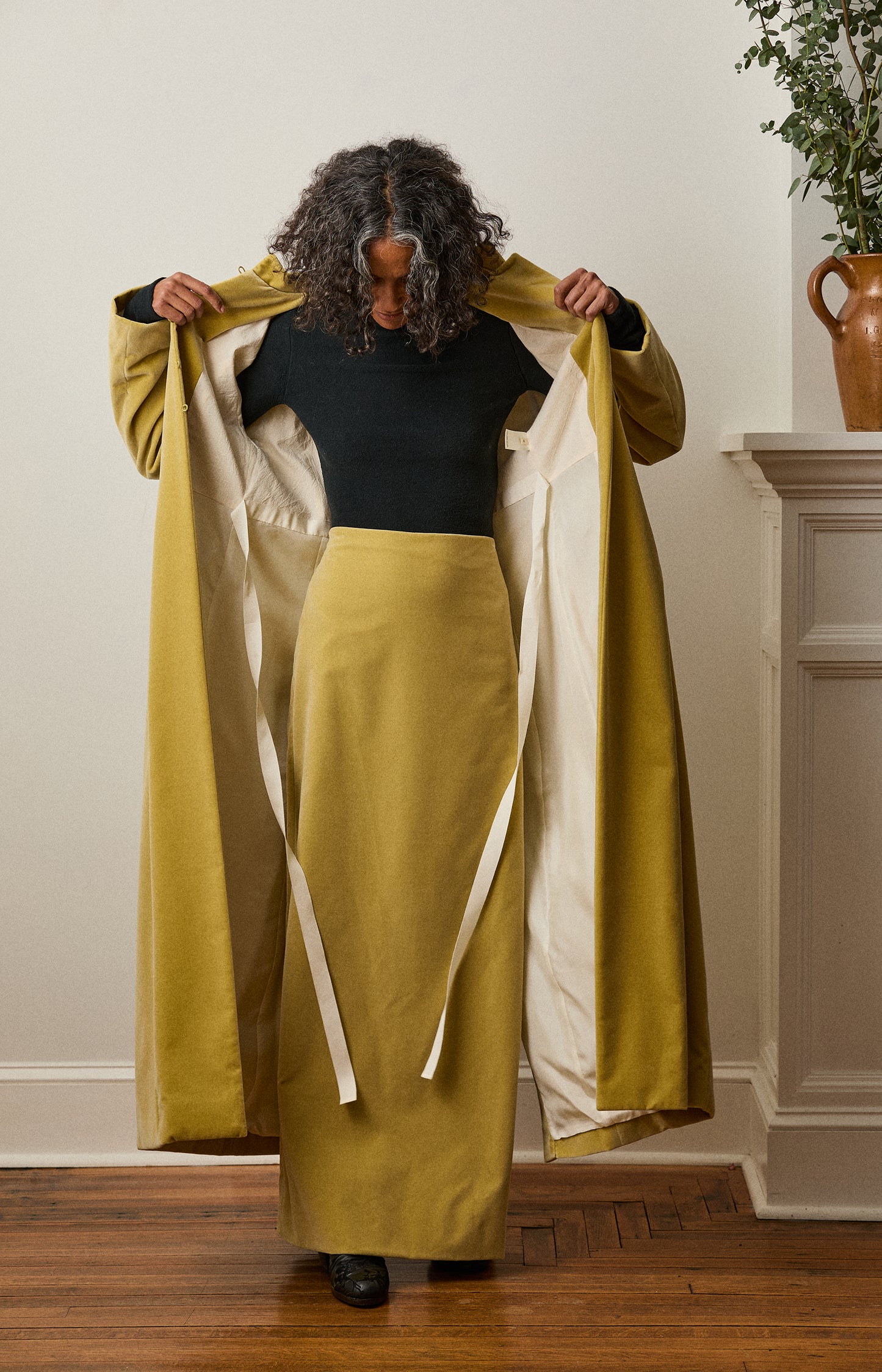 Celery Velvet House Coat