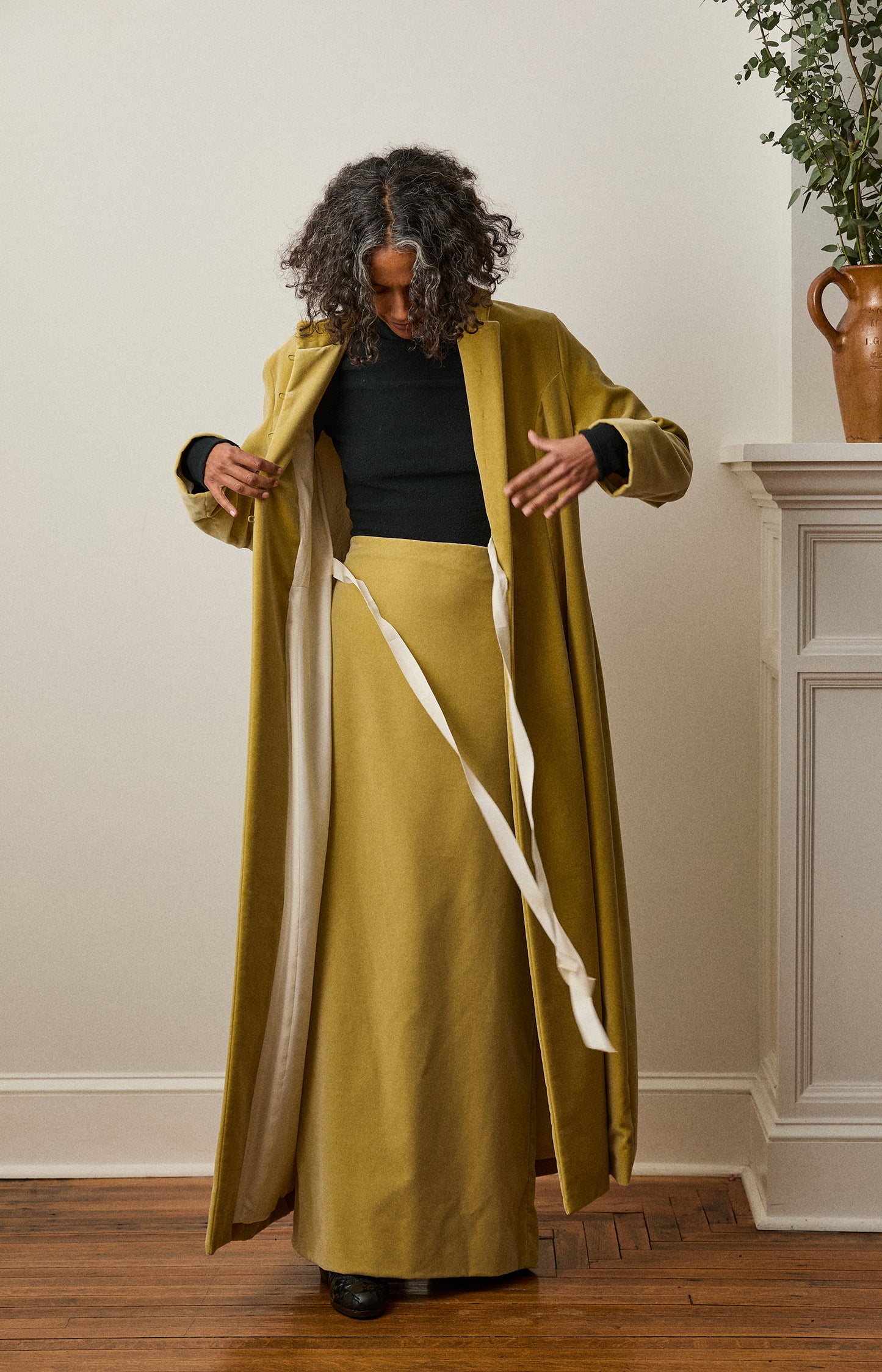 Celery Velvet House Coat