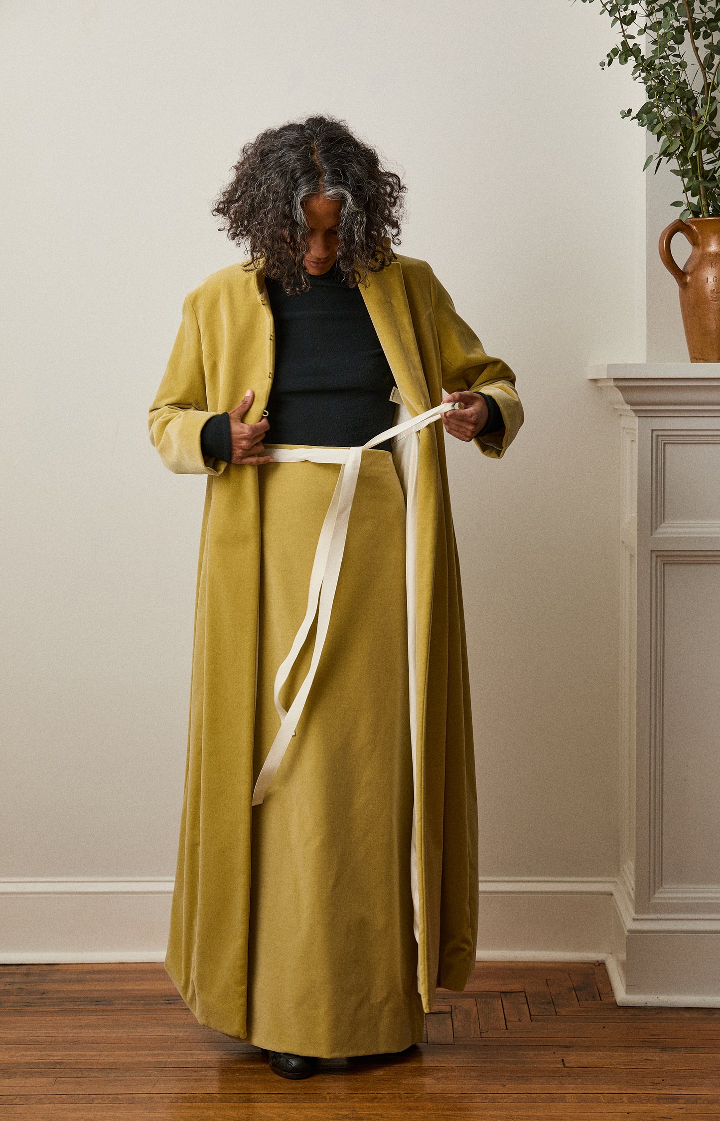 Celery Velvet House Coat
