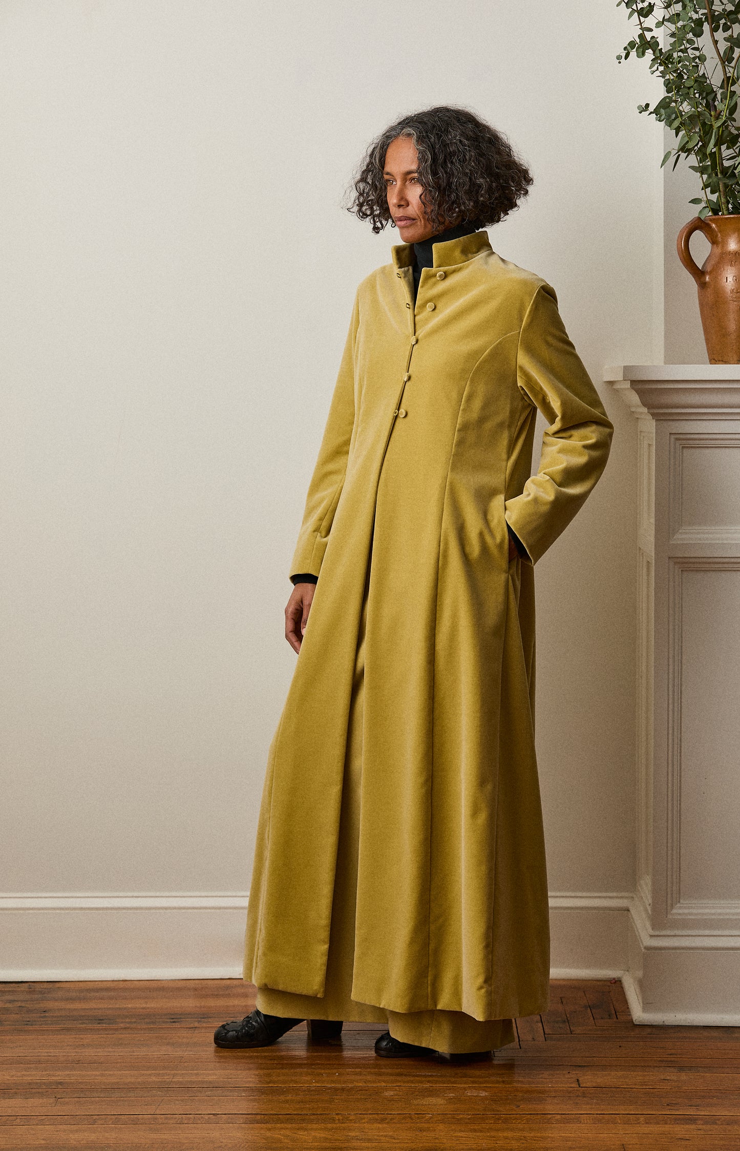 Celery Velvet House Coat