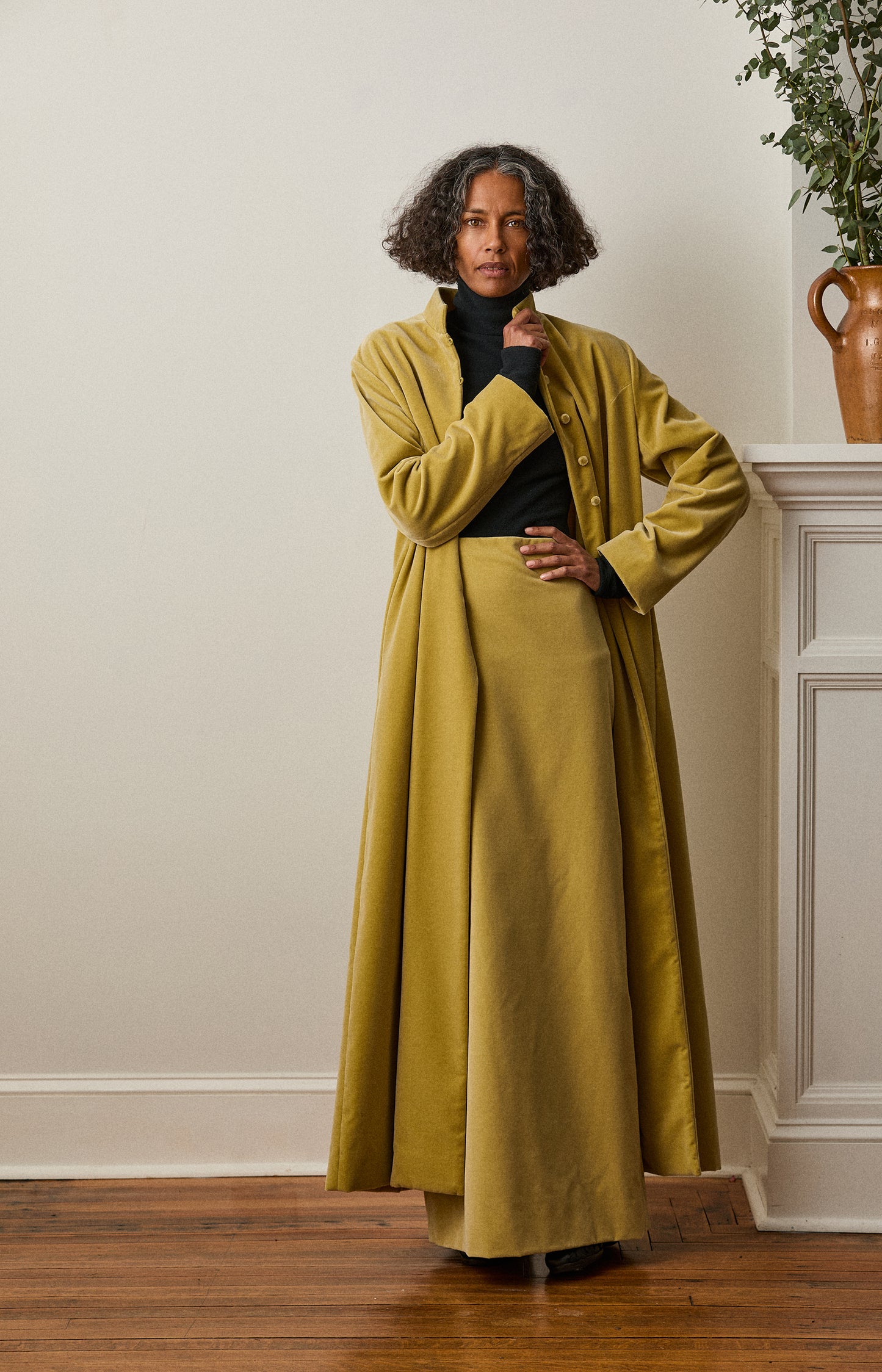 Celery Velvet House Coat