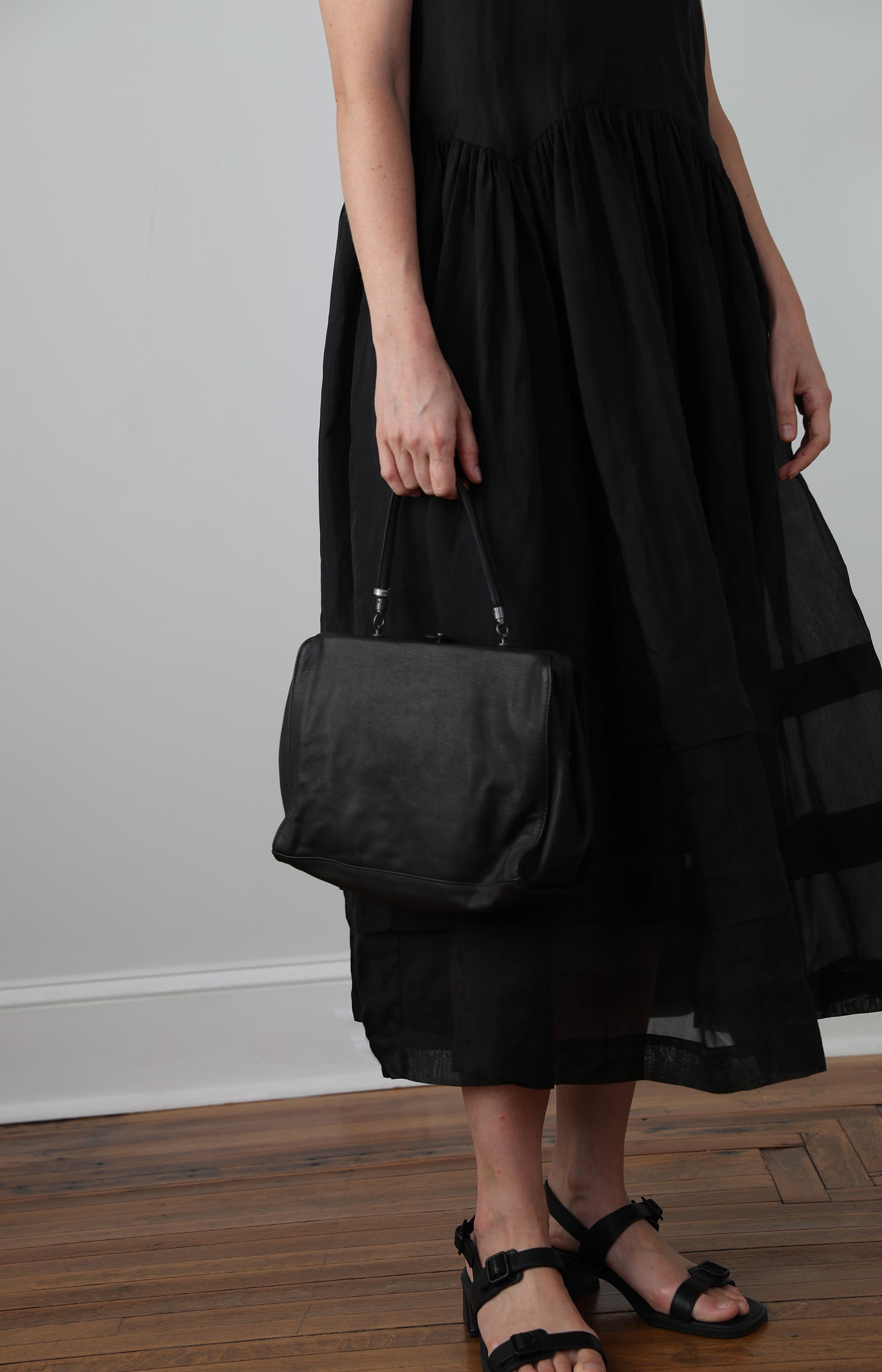 Black Leather Frame Bag