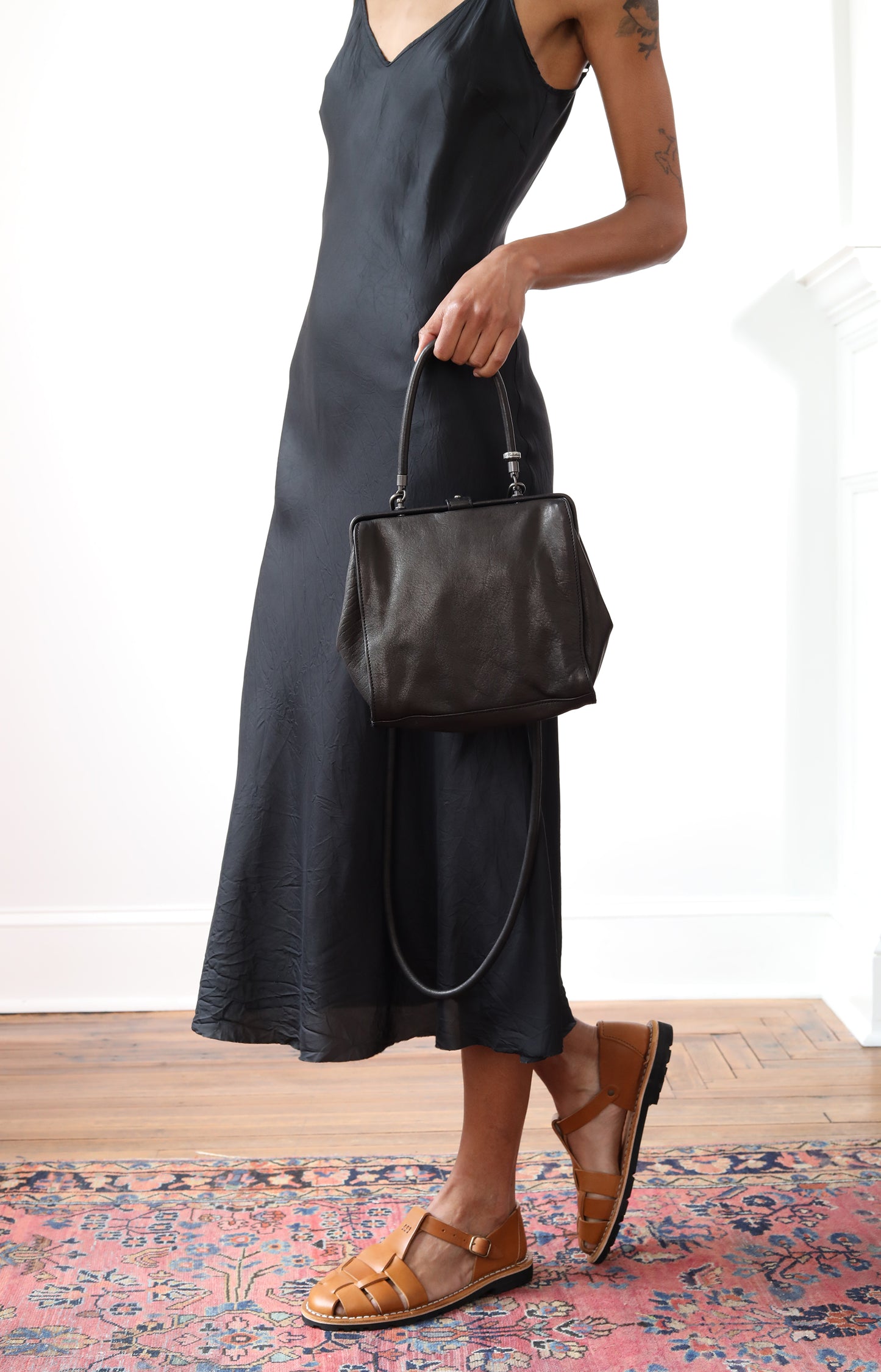 Black Leather Square Bag