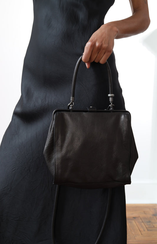 Black Leather Square Bag