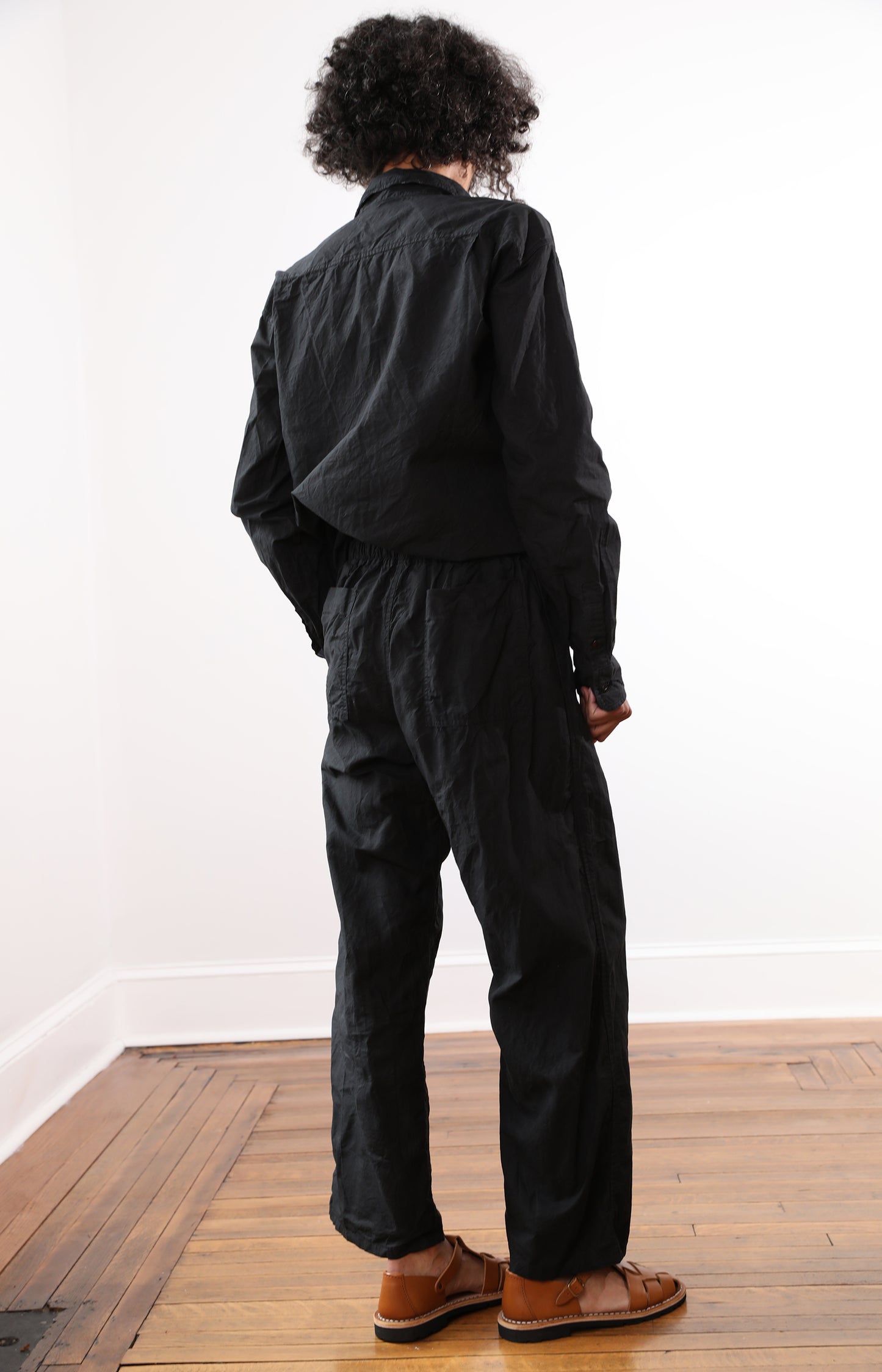Black Cotton Sailor Coulisse Pants