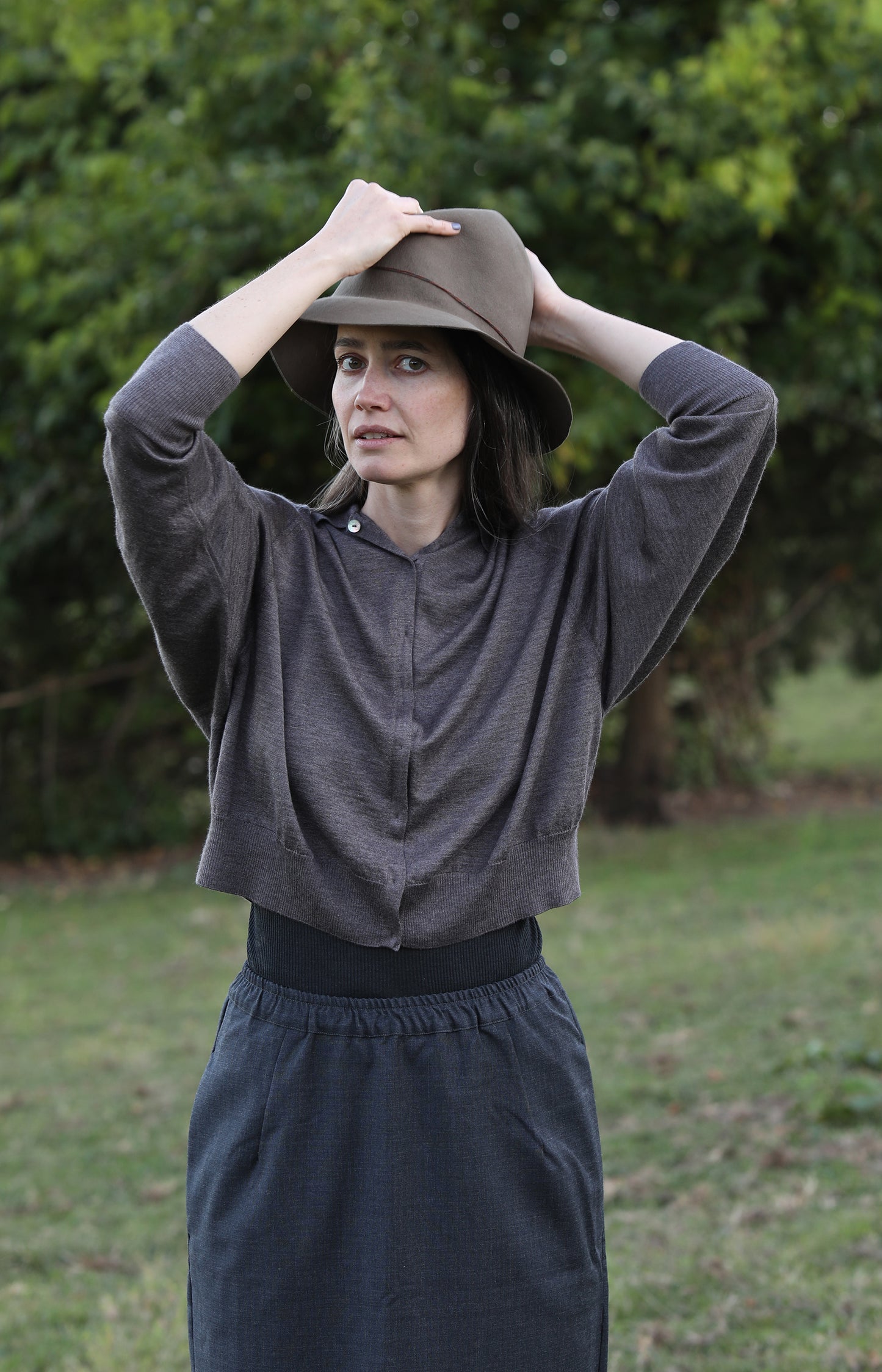 Taupe Wide Brim Hat