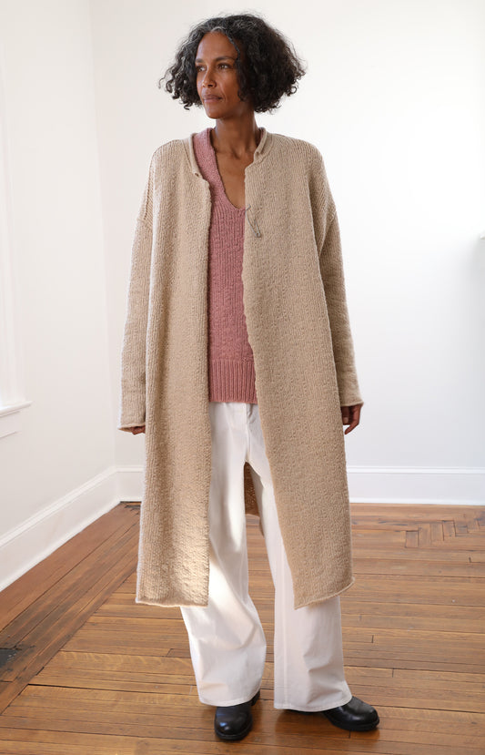 Albino Camel Long Cardigan