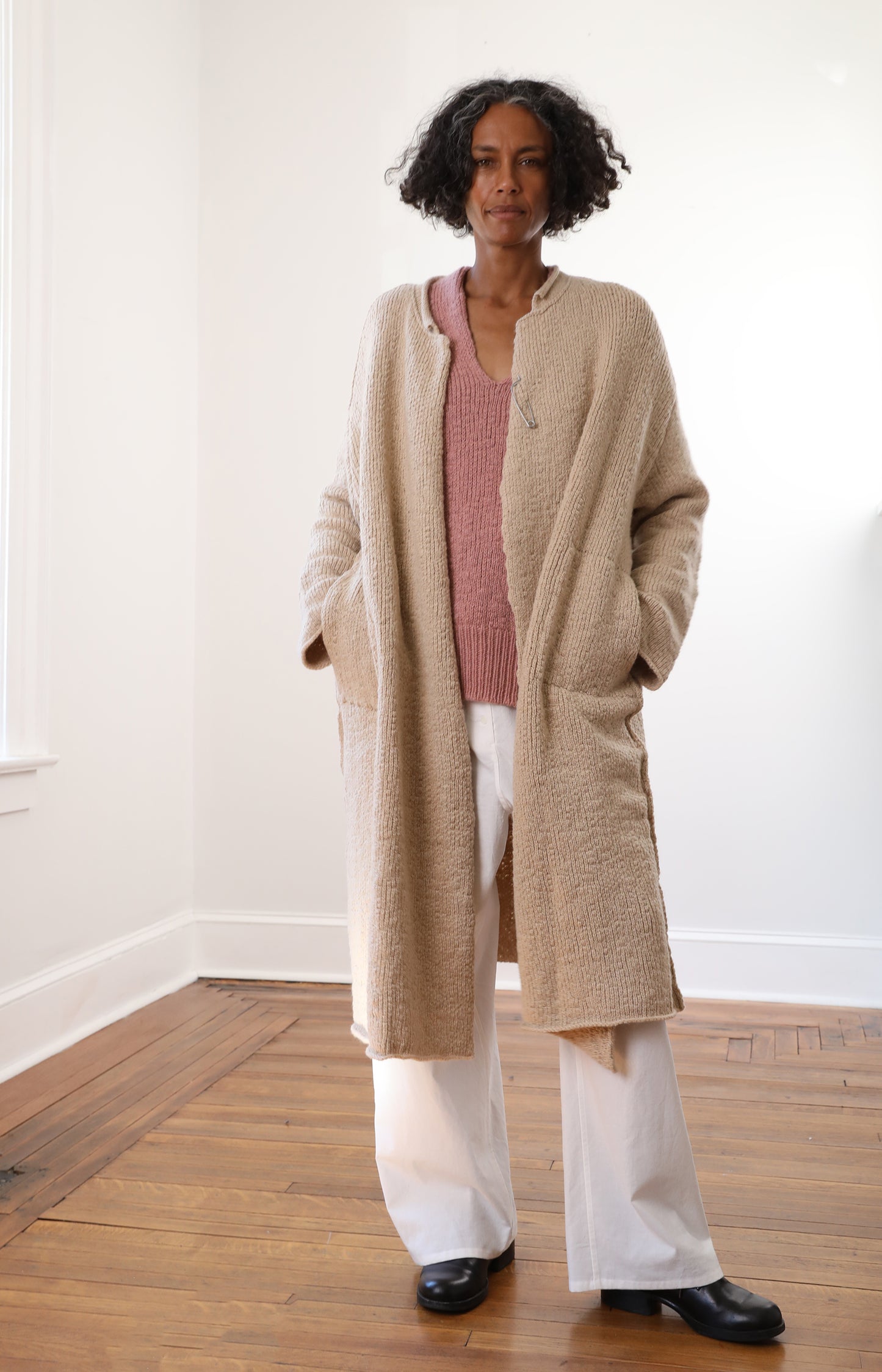 Albino Camel Long Cardigan