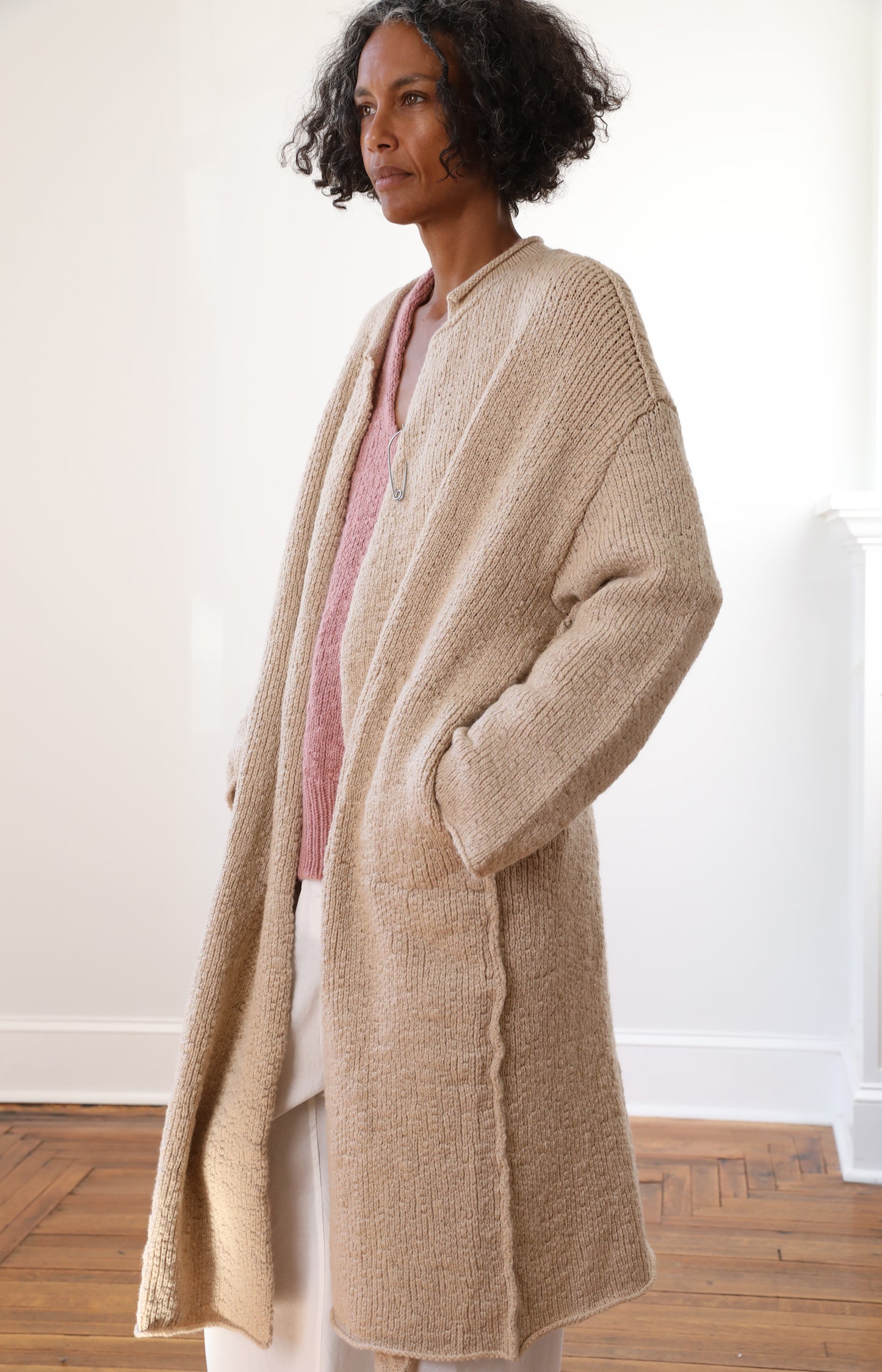 Albino Camel Long Cardigan
