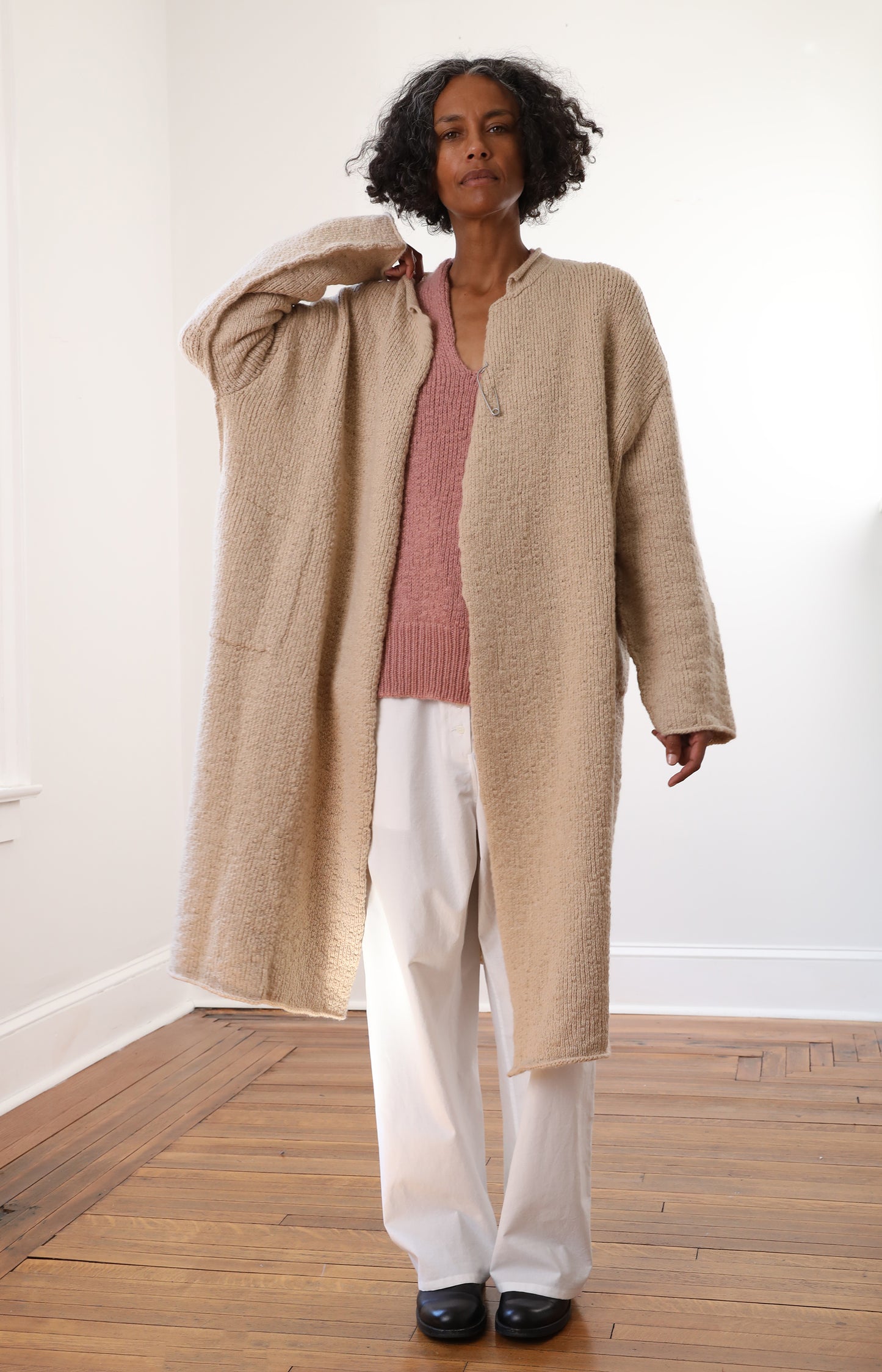 Albino Camel Long Cardigan