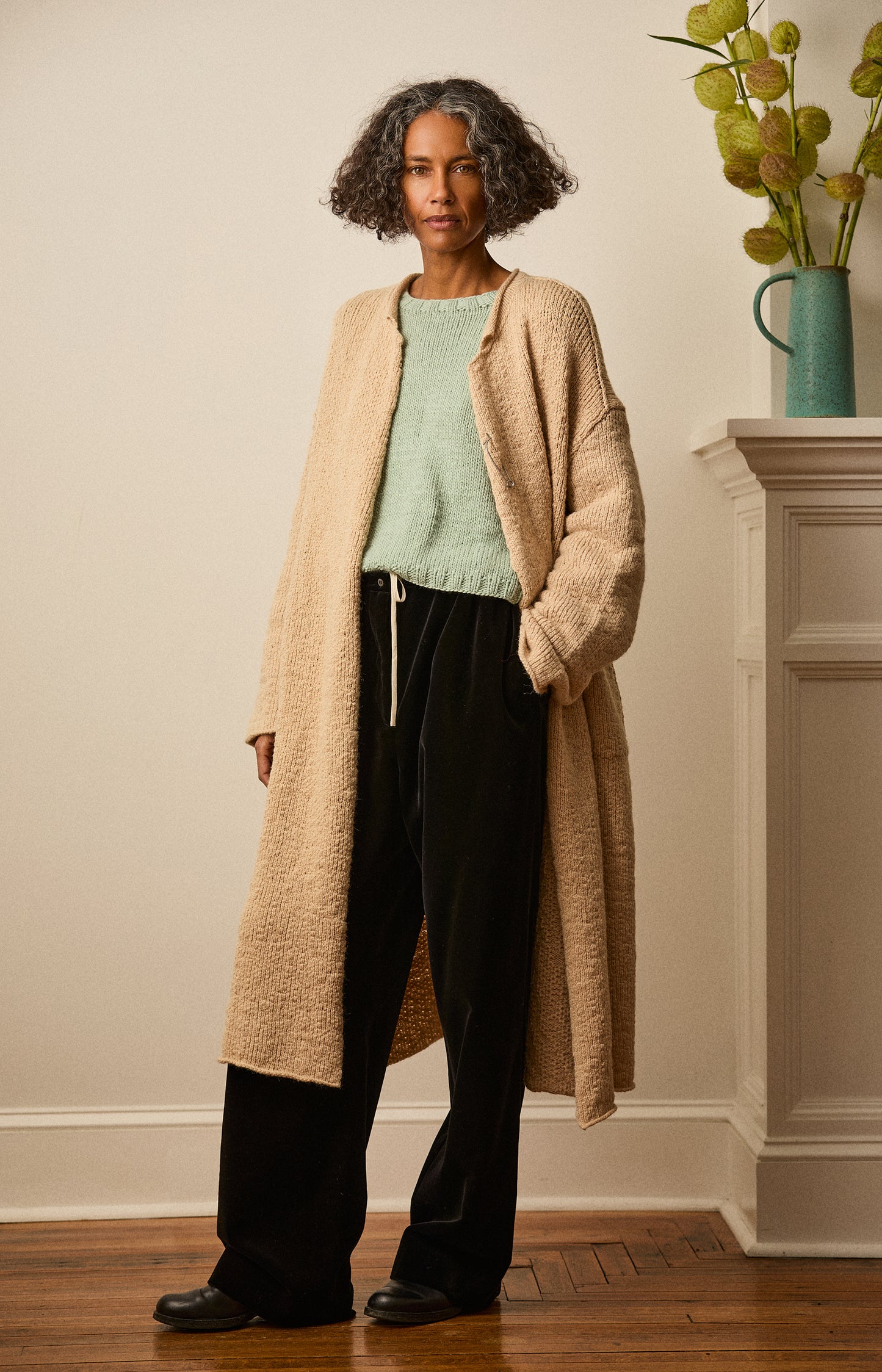 Albino Camel Long Cardigan