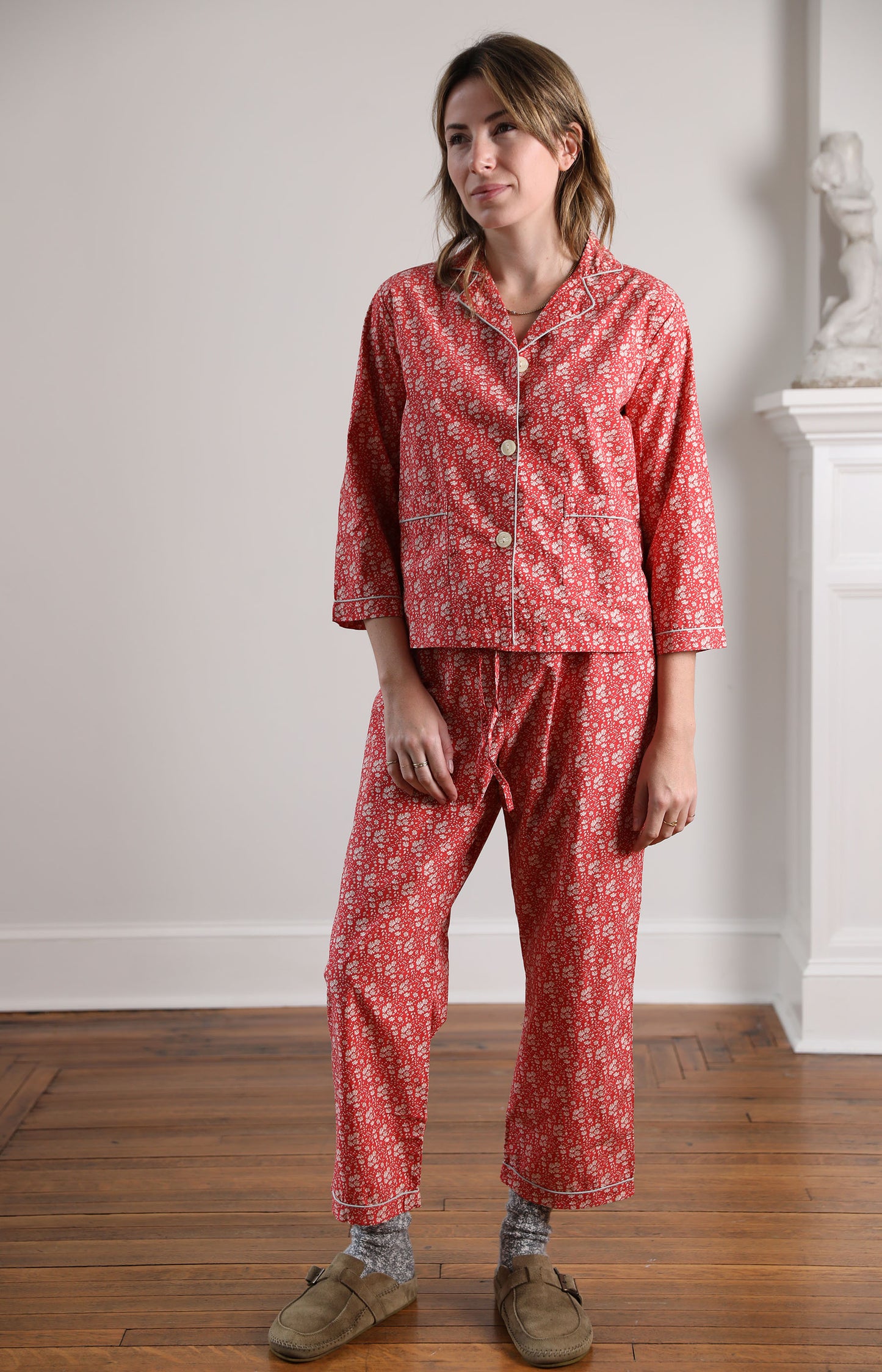 Classic Red Floral Pajama Set