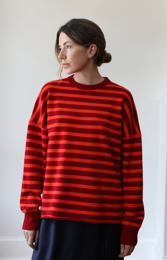 Garnet & Orange Stripe Biggie Sweater