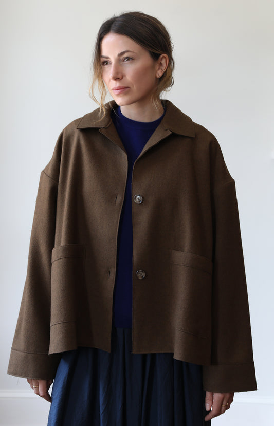 Brown Wool Cone Short Coat