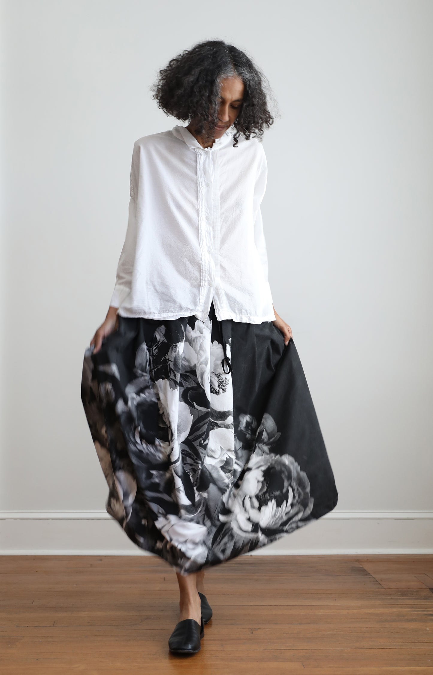Black Handprinted Skirt