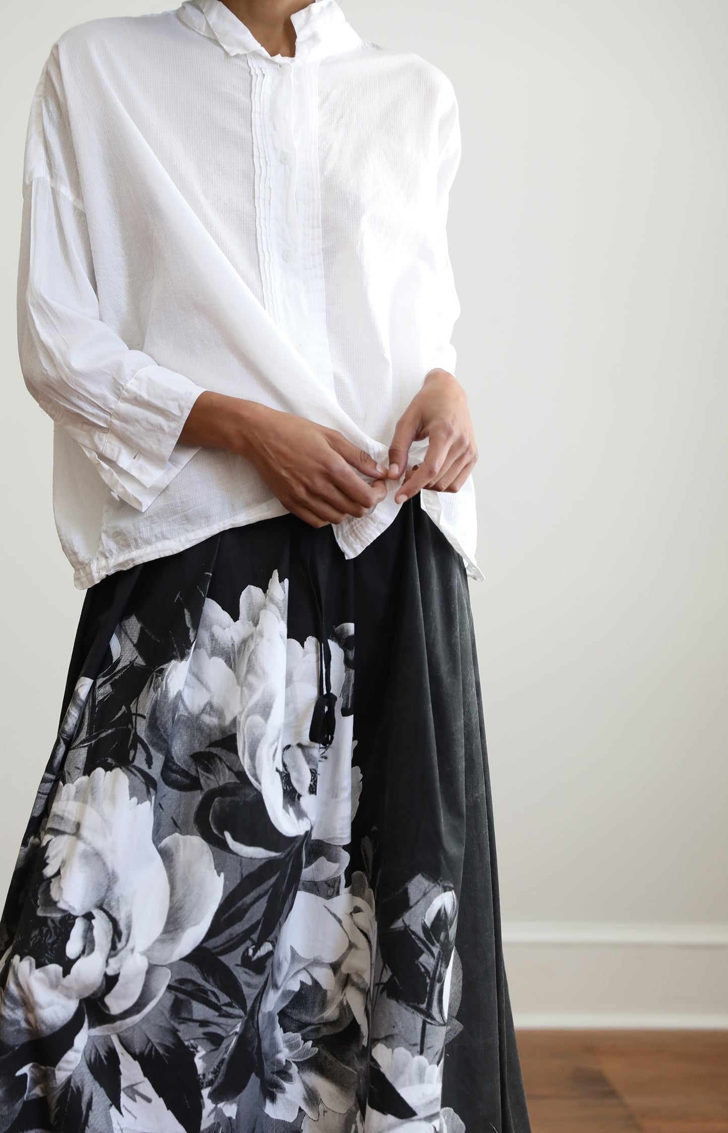 Black Handprinted Skirt