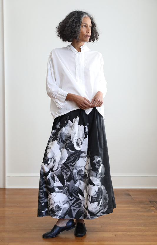 Black Handprinted Skirt